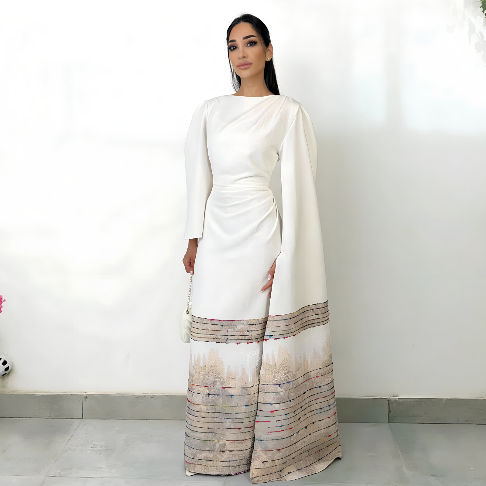 RAM26 FELIZ CREAM DRAPE DRESS