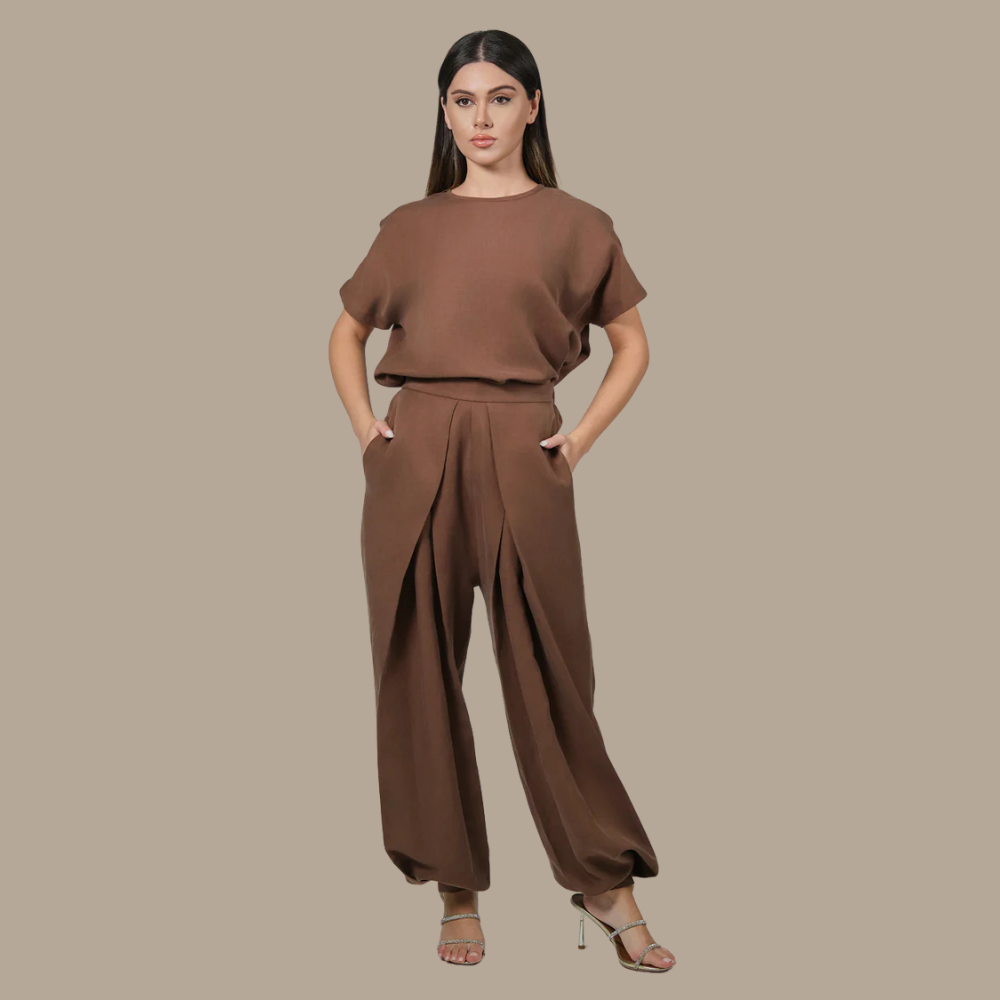 RAM25 BROWN LINEN TOP & TROUSER