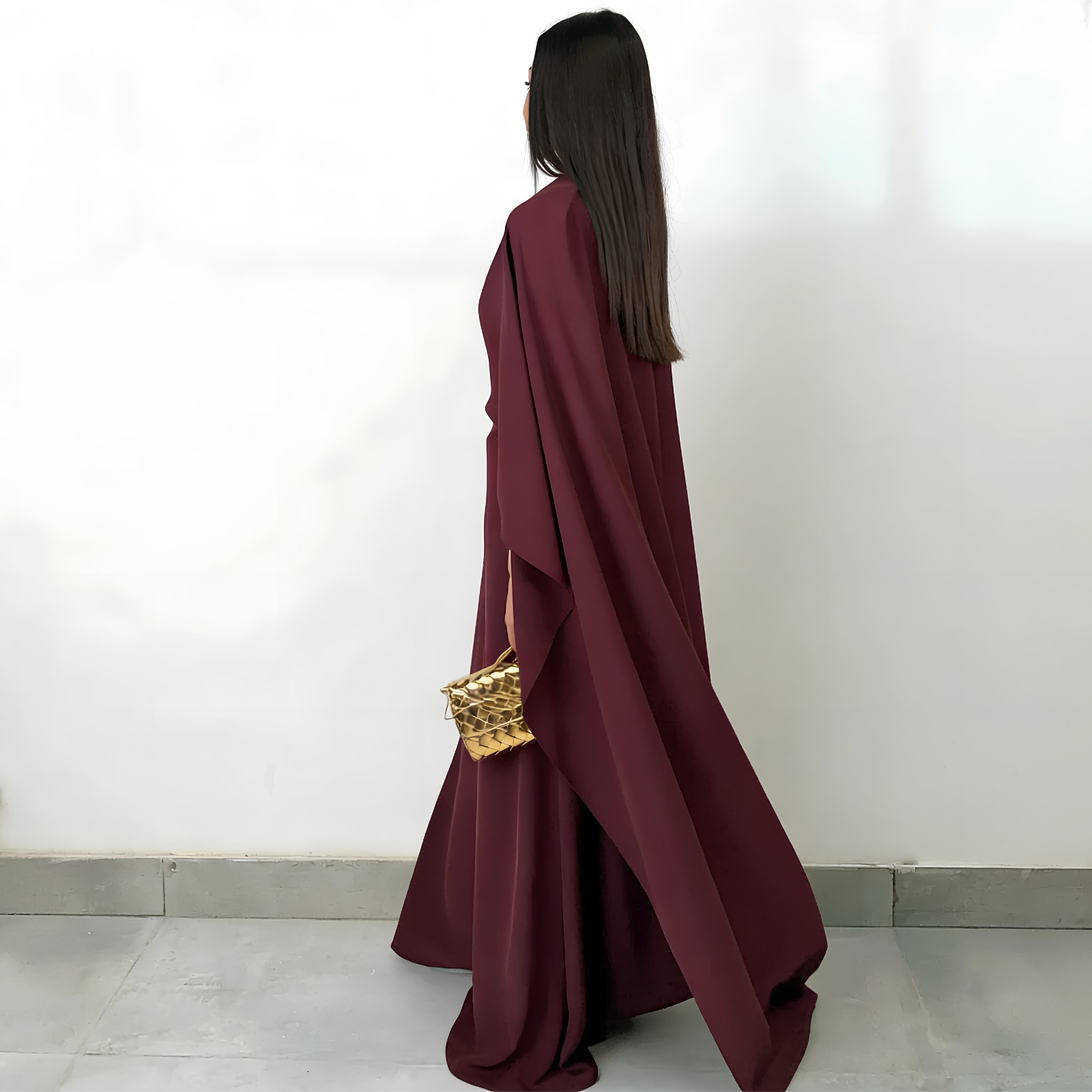 RAM26 FELIZ BURGUNDY DRAPE DRESS