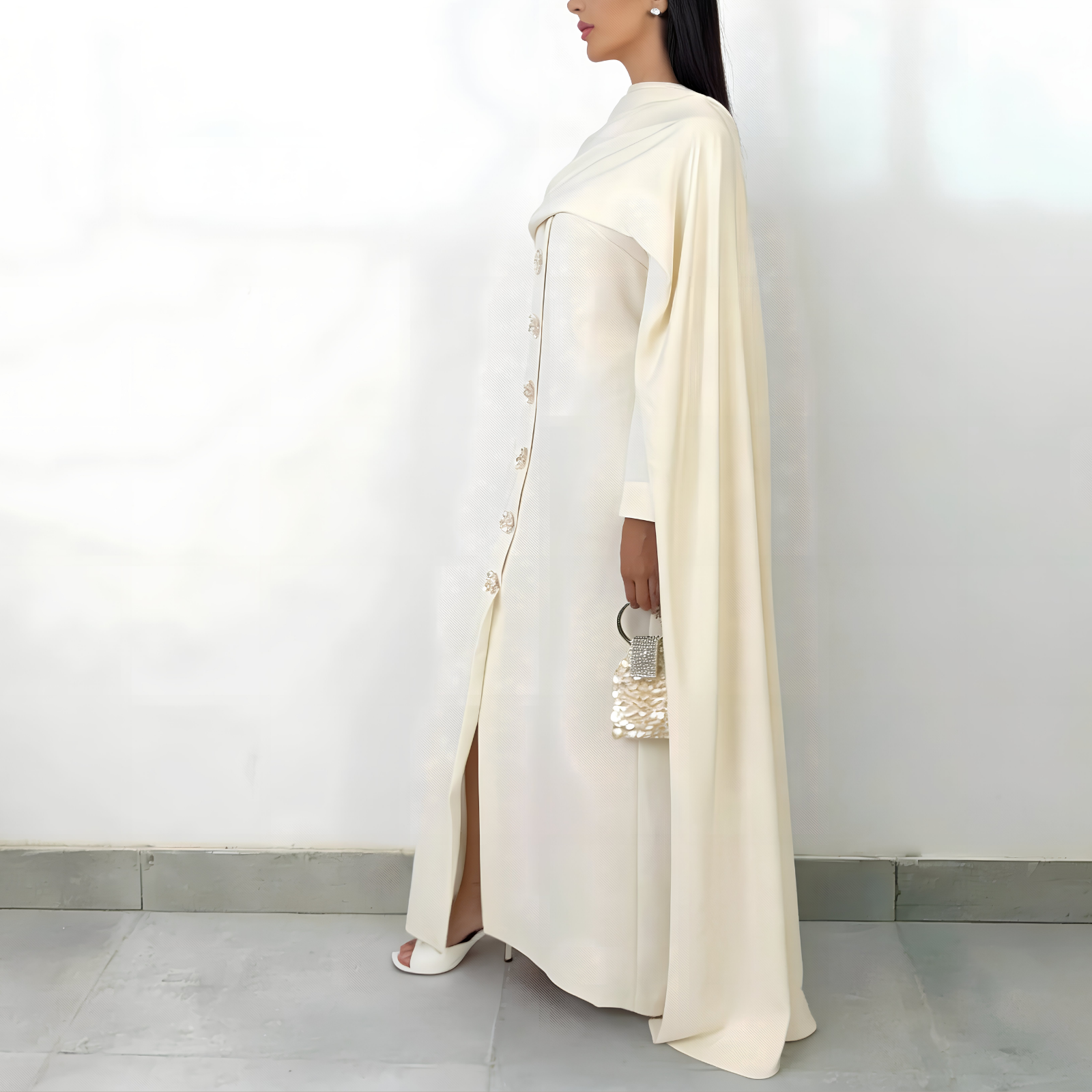 RAM26 ELLA CREAM SHAWL DRESS