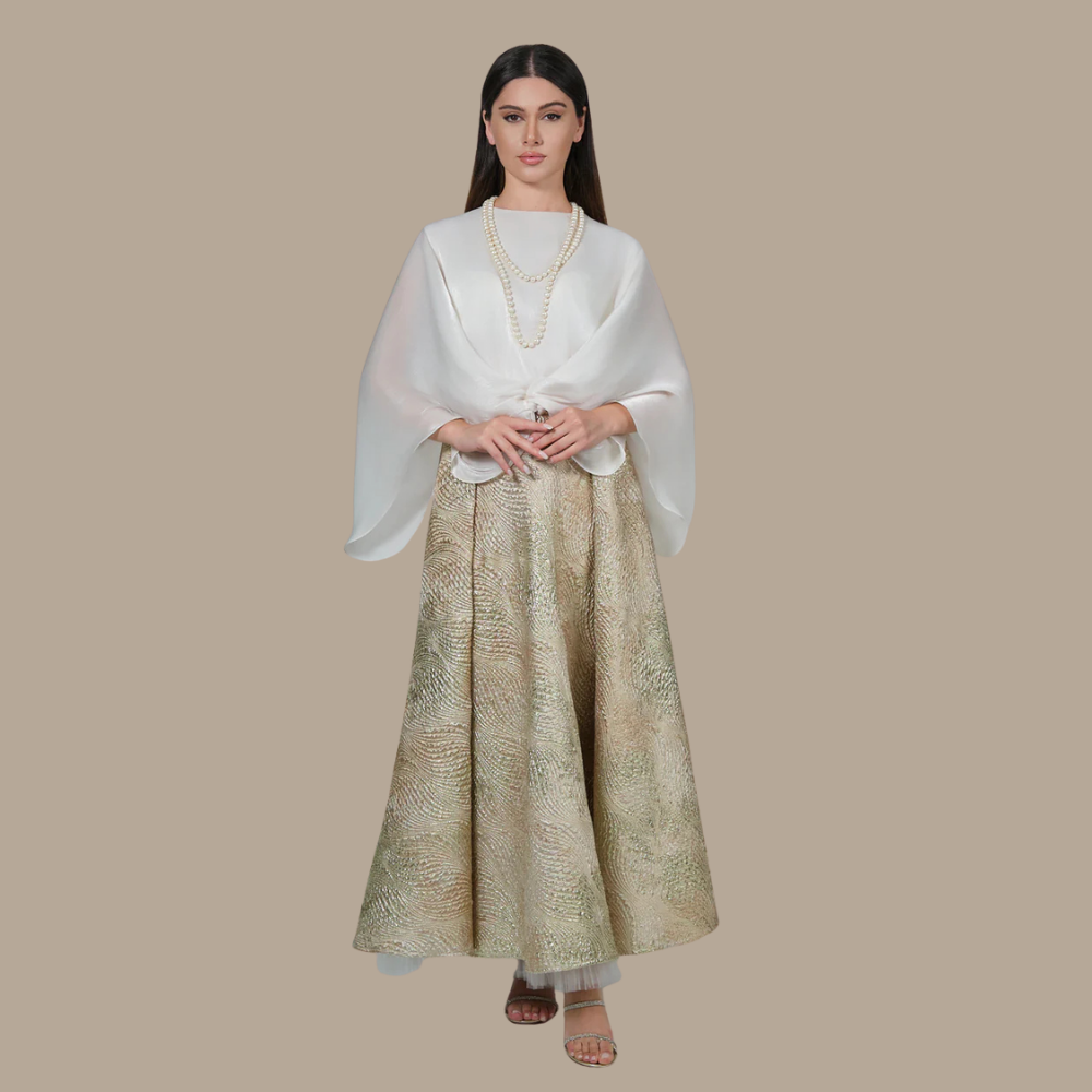 RAM25 SORAYA BROCADE SKIRT & BUTTERFLY TOP WITH KNOT