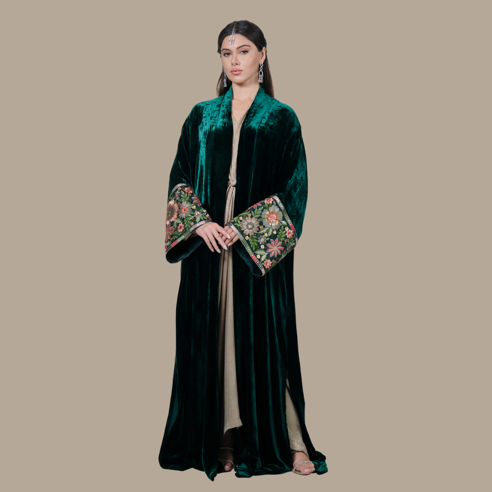 RAM25 EMERALD GREEN VELVET ABAYA