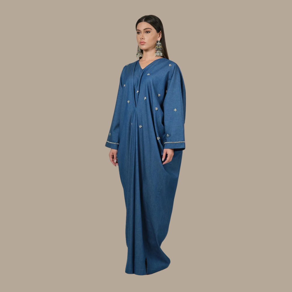 RAM25 JAMILA DENIM KAFTAN WITH CRYSTALS