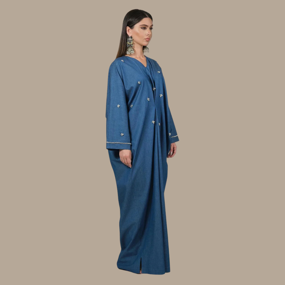 RAM25 JAMILA DENIM KAFTAN WITH CRYSTALS