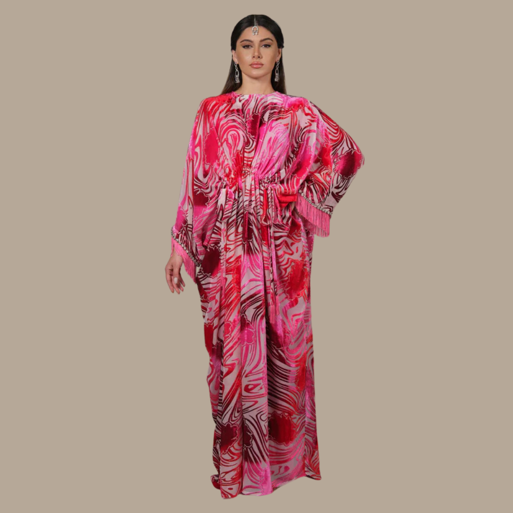 RAM25 ELISE FUCHSIA PINK DEVORÉ KAFTAN