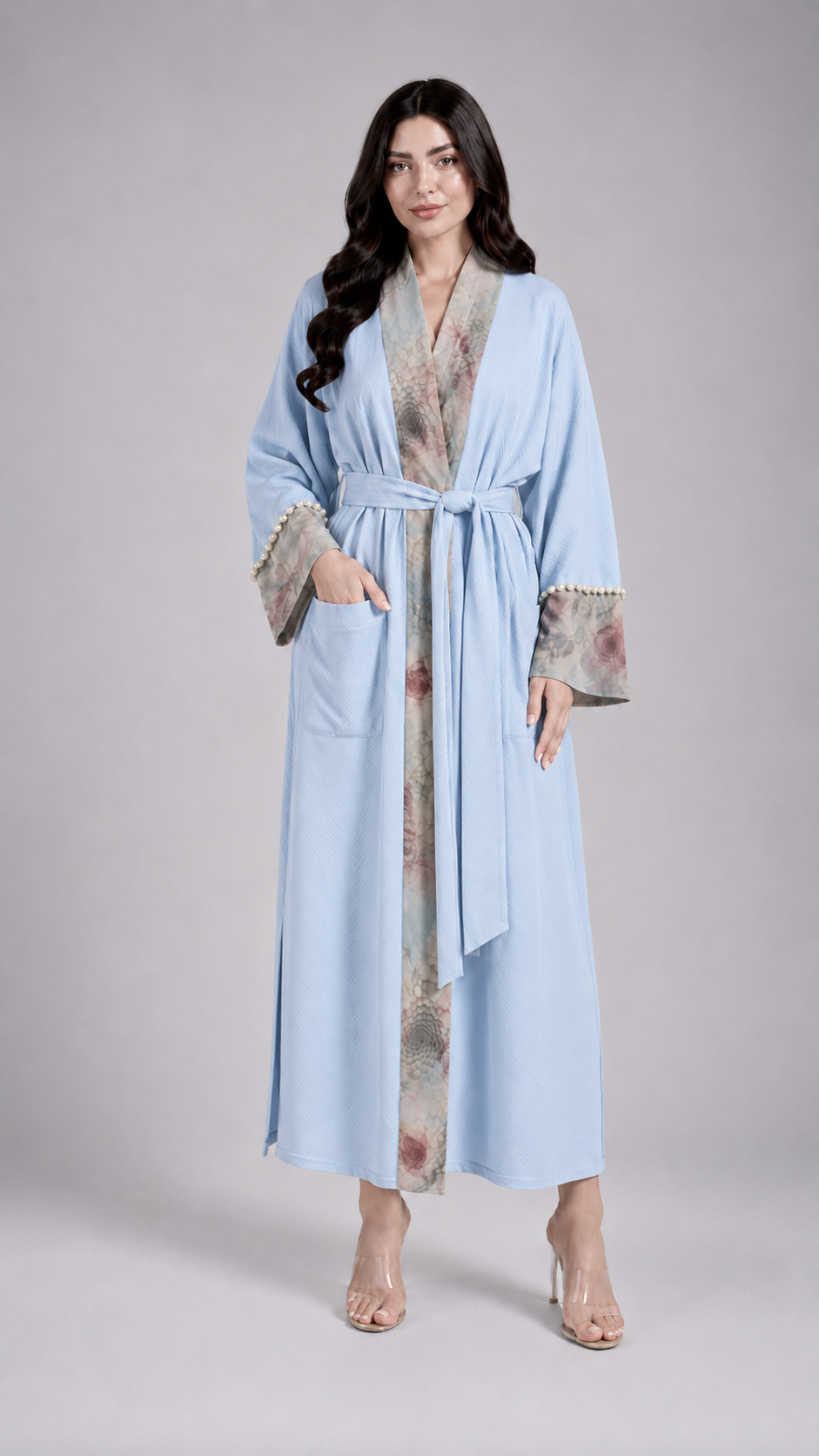 Serene Sky Blue Floral Robe