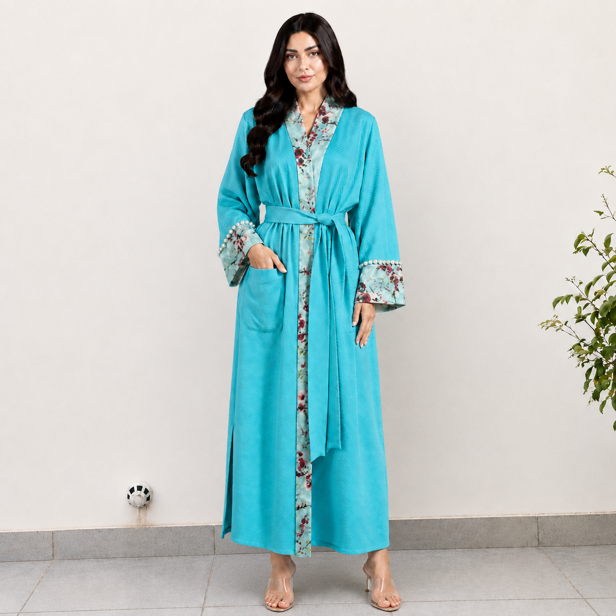 Turquoise floral Elegance Robe