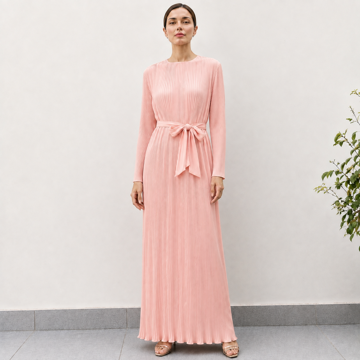 Stunning Pink Pleated Dress