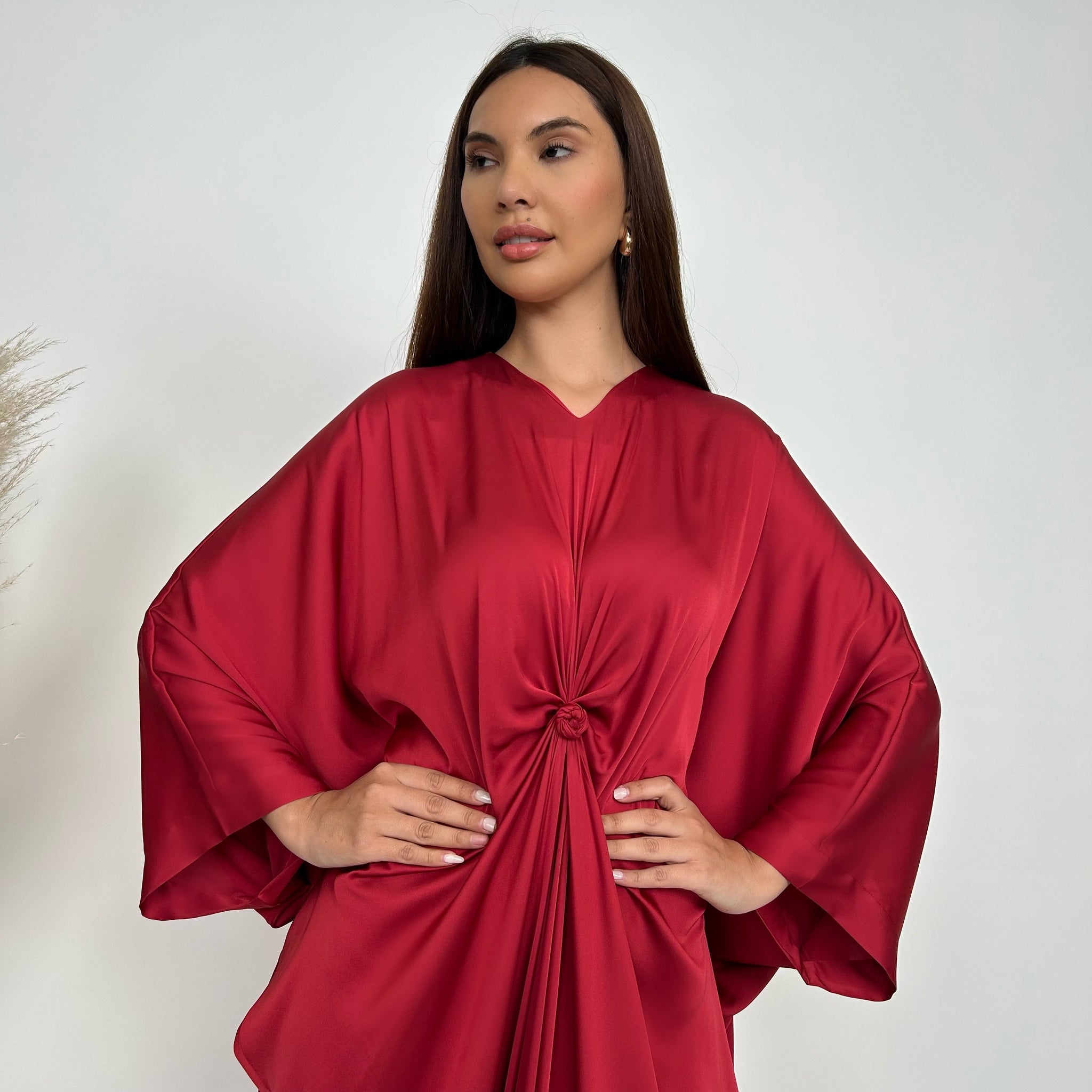 RAM24 JAMILA MAROON KNOT KAFTAN