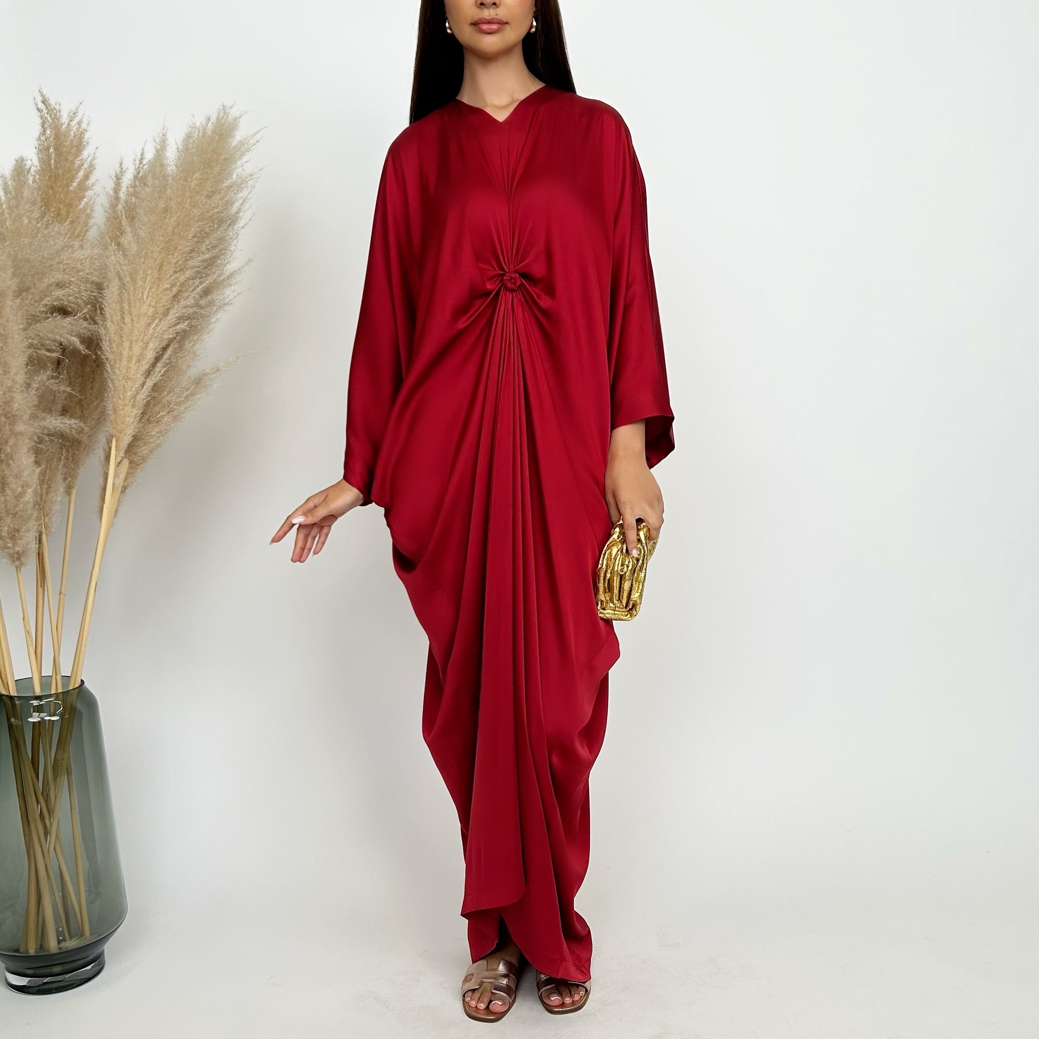 RAM24 JAMILA MAROON KNOT KAFTAN