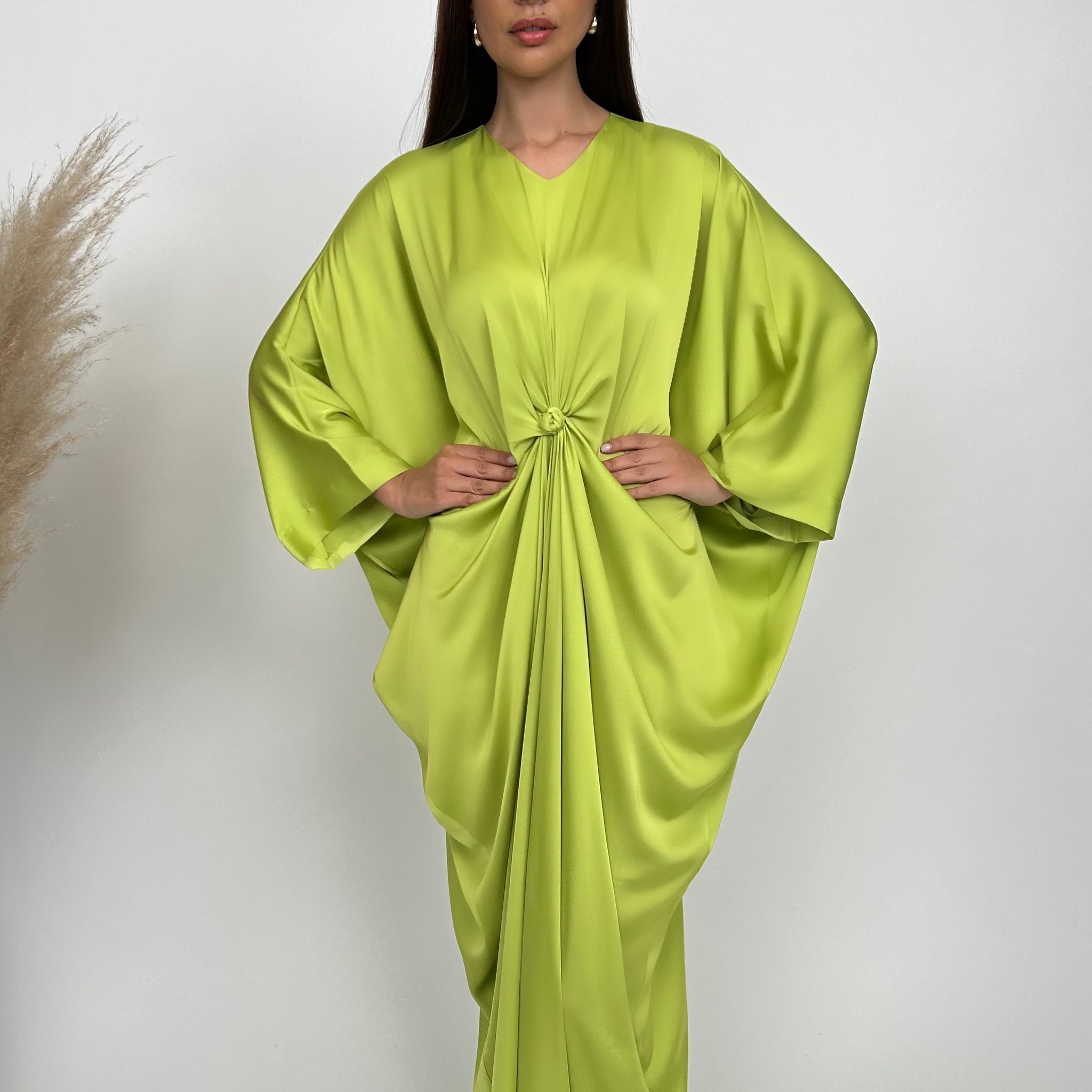 RAM24 JAMILA LIME  KNOT KAFTAN