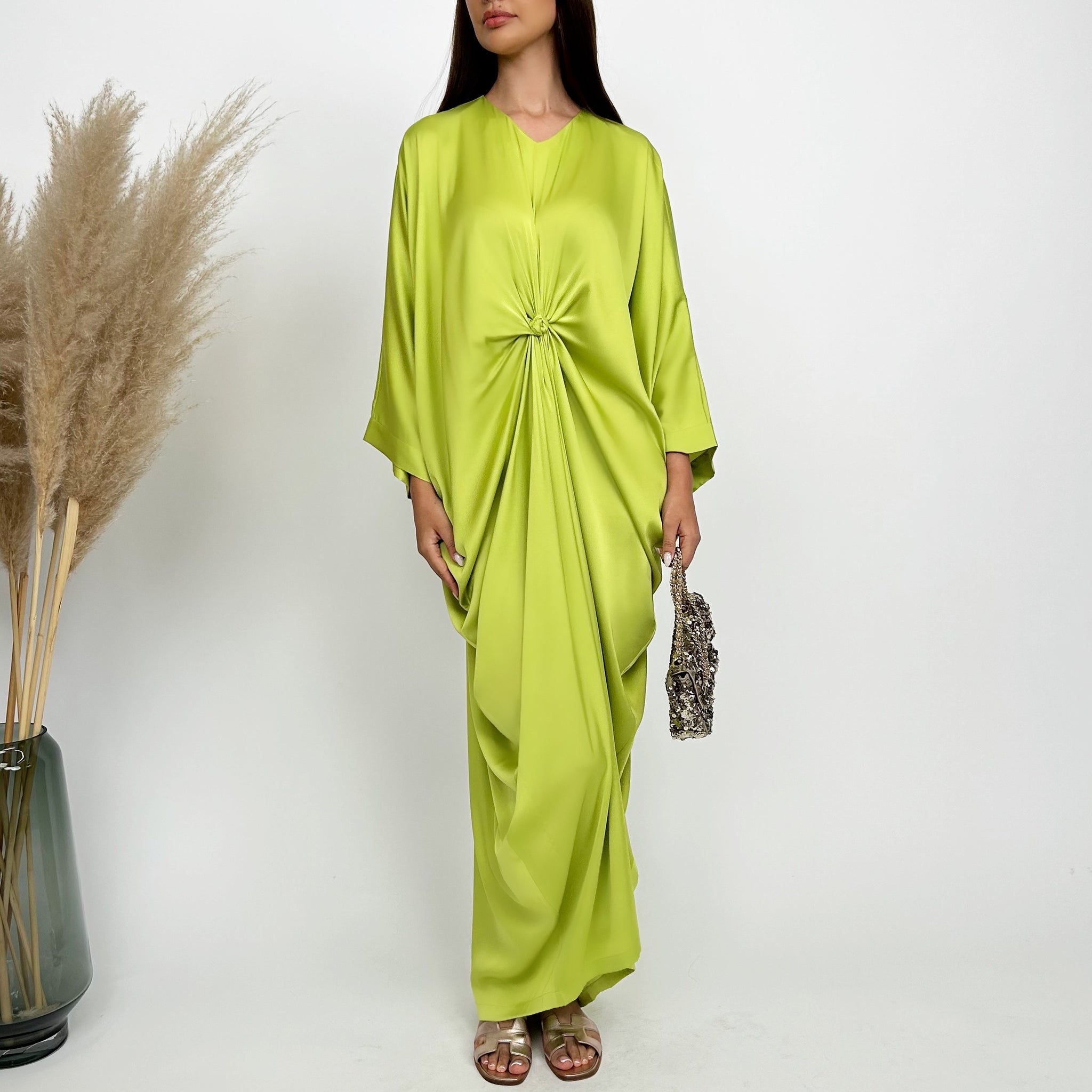 RAM24 JAMILA LIME  KNOT KAFTAN