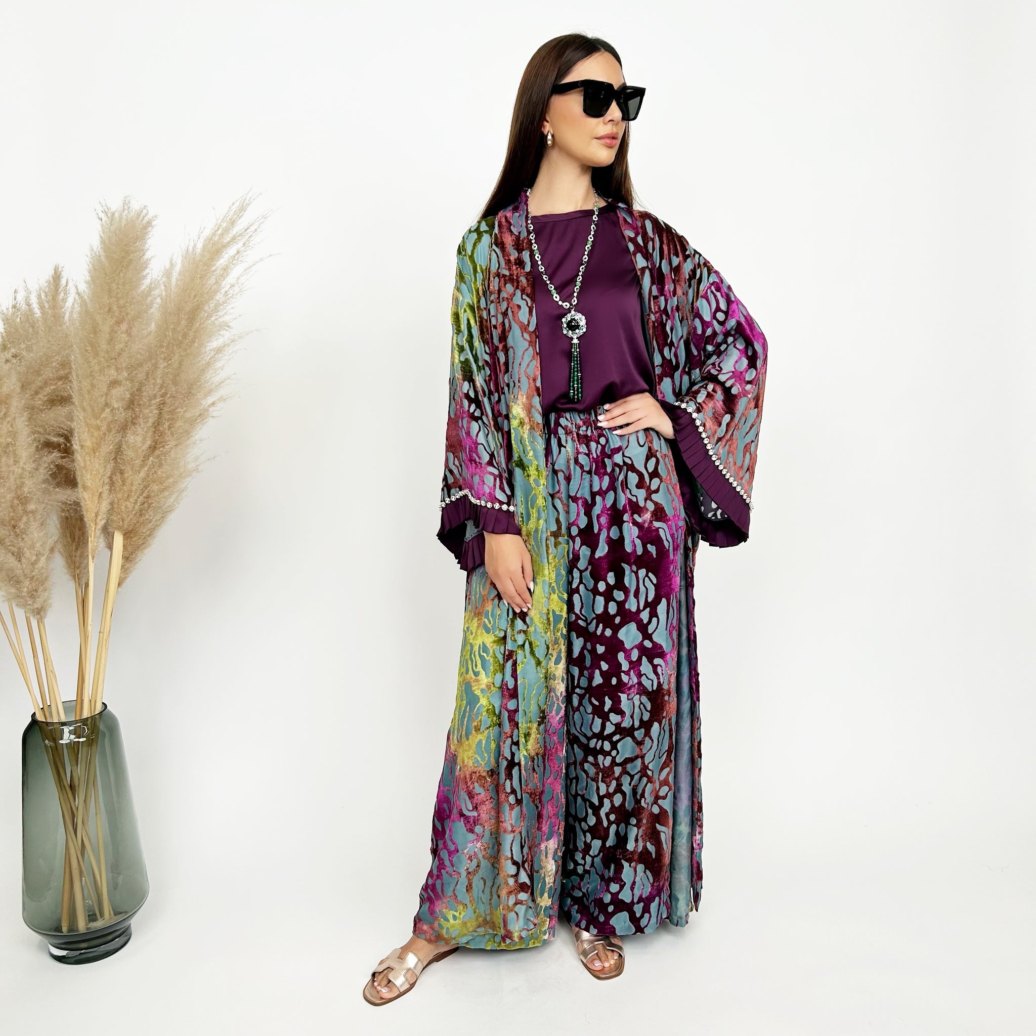 RAM24 ELISE DEVORÉ ABAYA PALAZZO SET