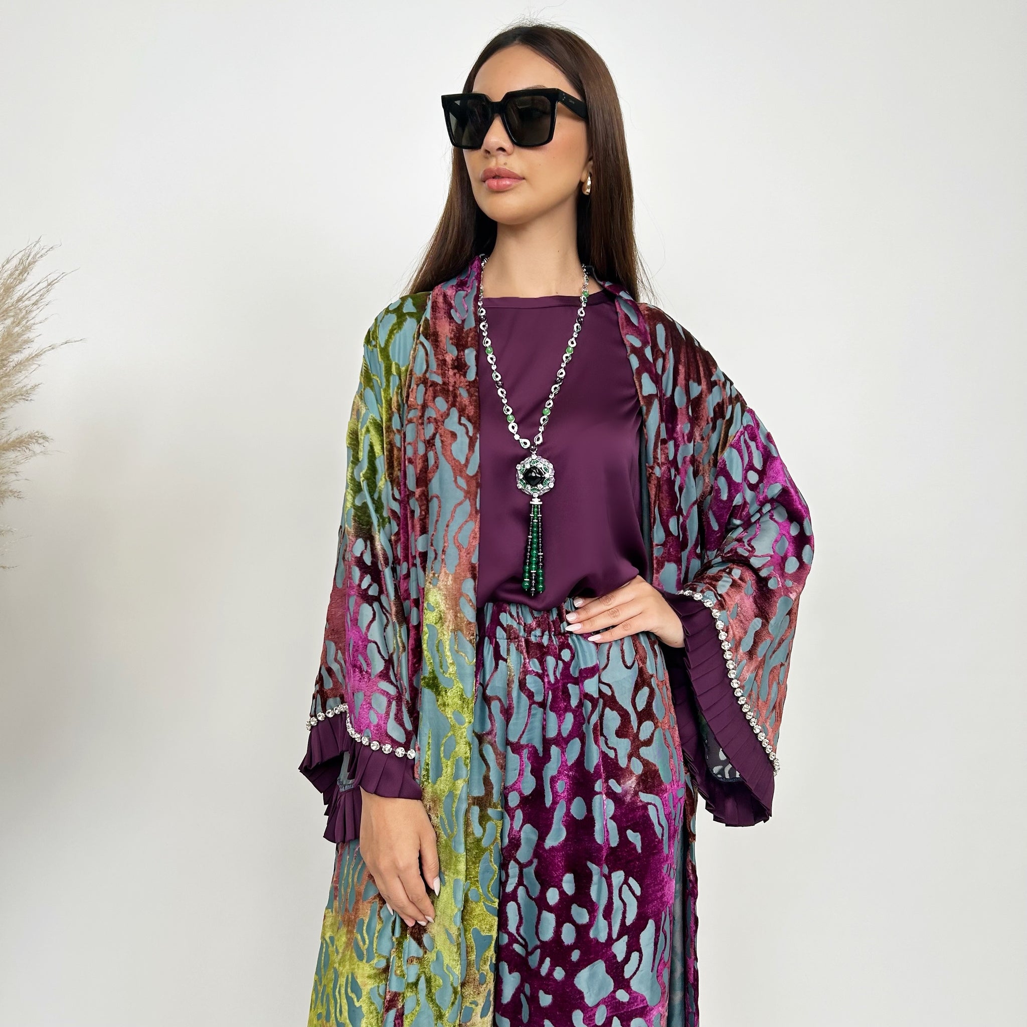 RAM24 ELISE DEVORÉ ABAYA PALAZZO SET