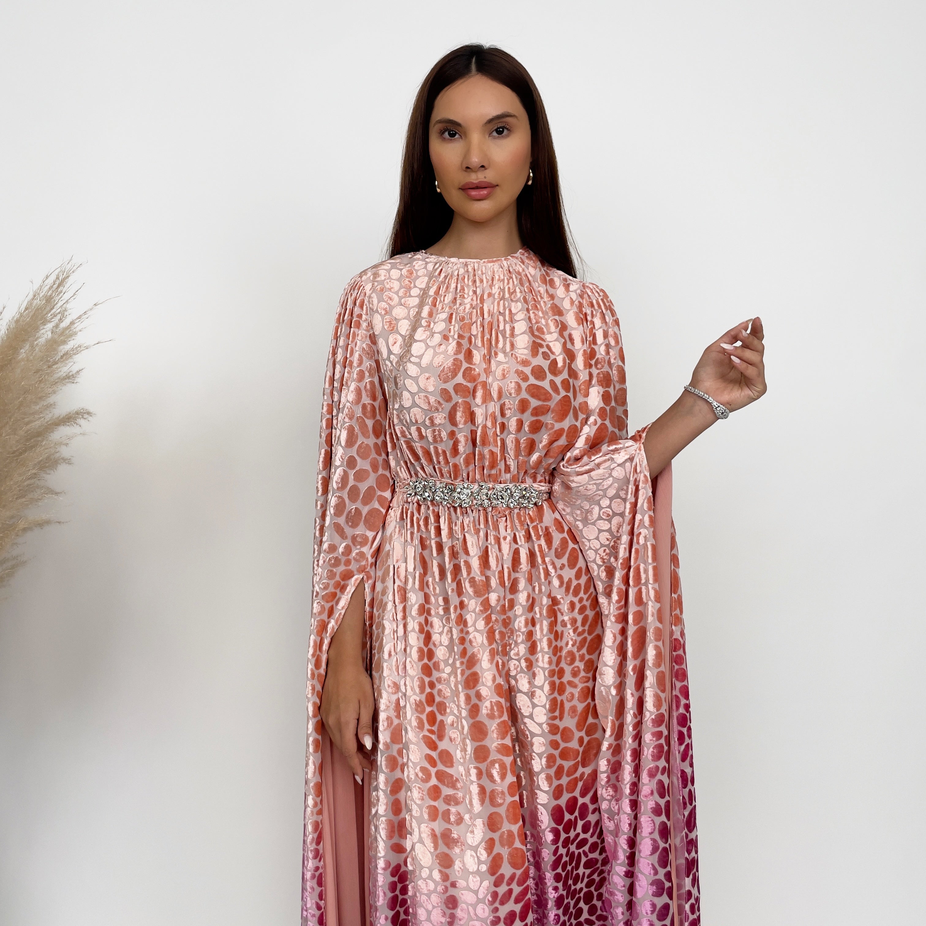 RAM24 OMBRÉ PEACH PINK DEVORÉ JUMPSUIT