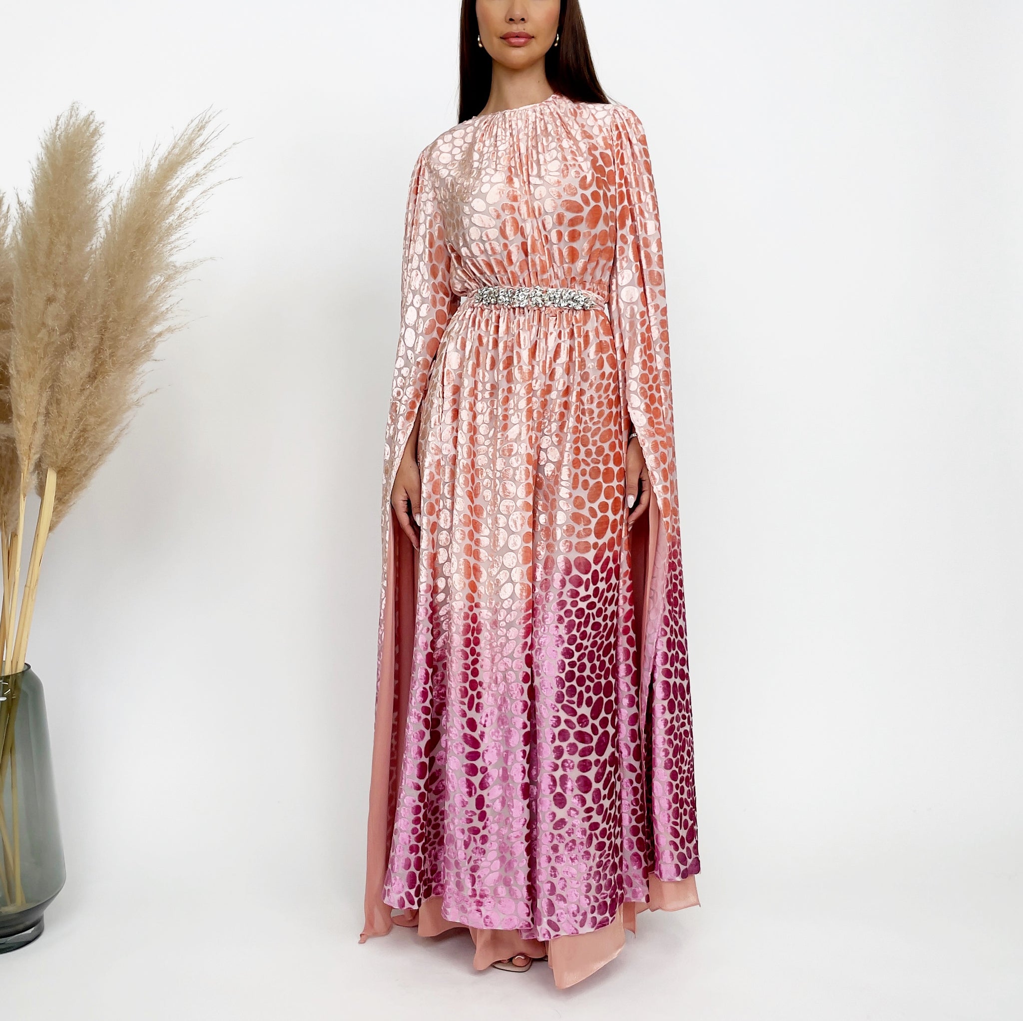 RAM24 OMBRÉ PEACH PINK DEVORÉ JUMPSUIT