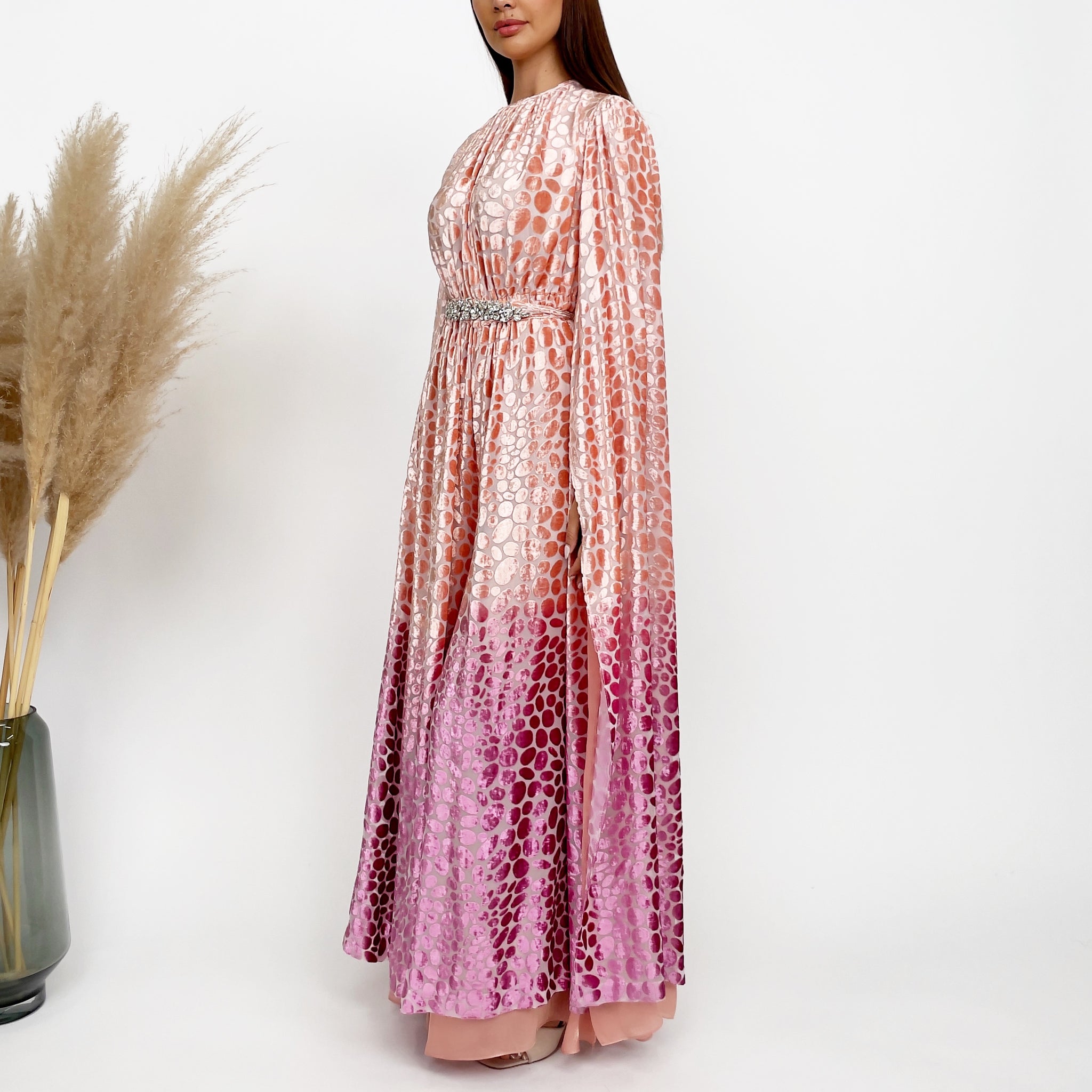 RAM24 OMBRÉ PEACH PINK DEVORÉ JUMPSUIT