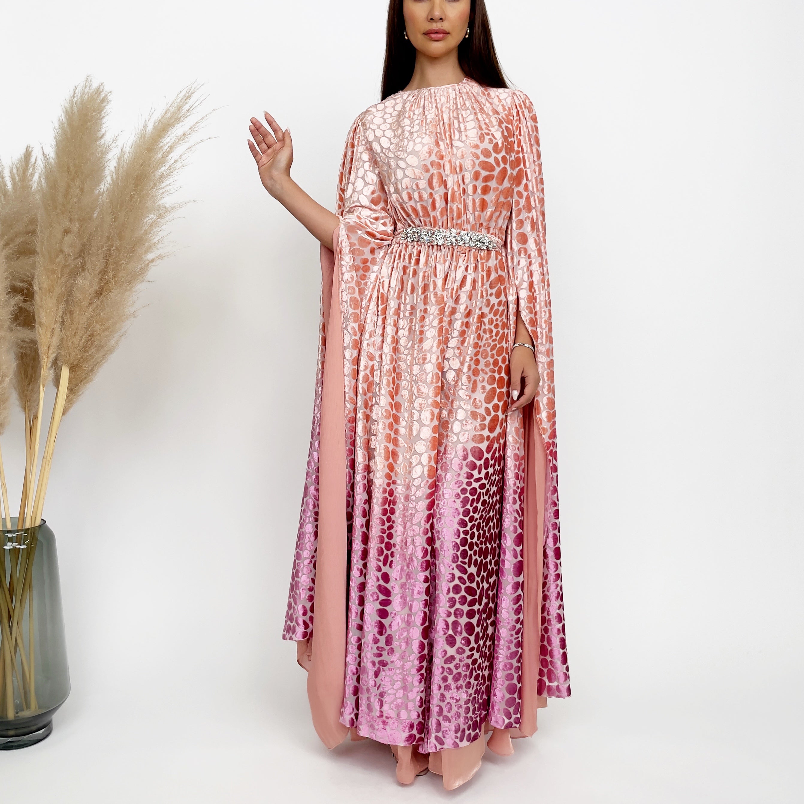 RAM24 OMBRÉ PEACH PINK DEVORÉ JUMPSUIT