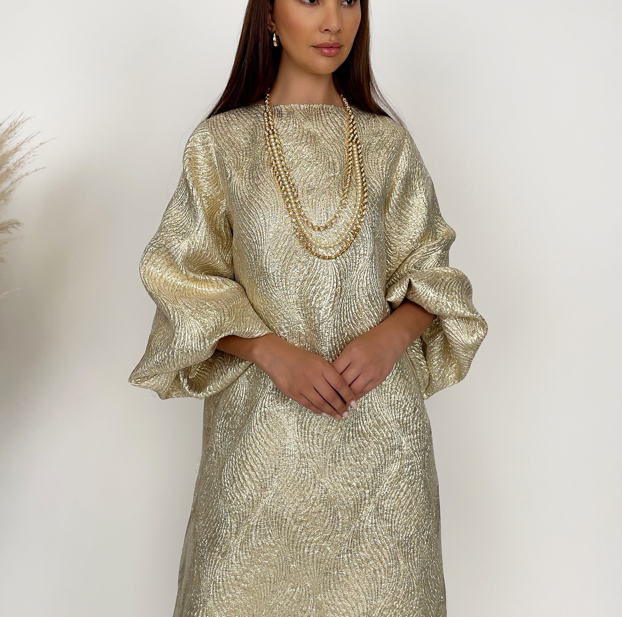 RAM24 SORAYA GOLD BROCADE DRESS