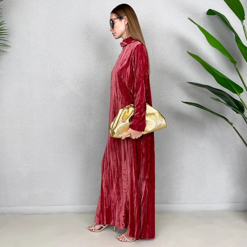 TESSA VELVET HIGH NECK DRESS