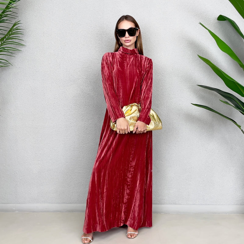 TESSA VELVET HIGH NECK DRESS