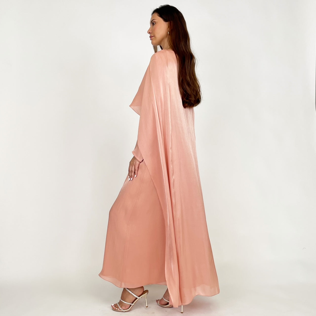 SS24 REEM CORAL ORGANZA CAPE DRESS