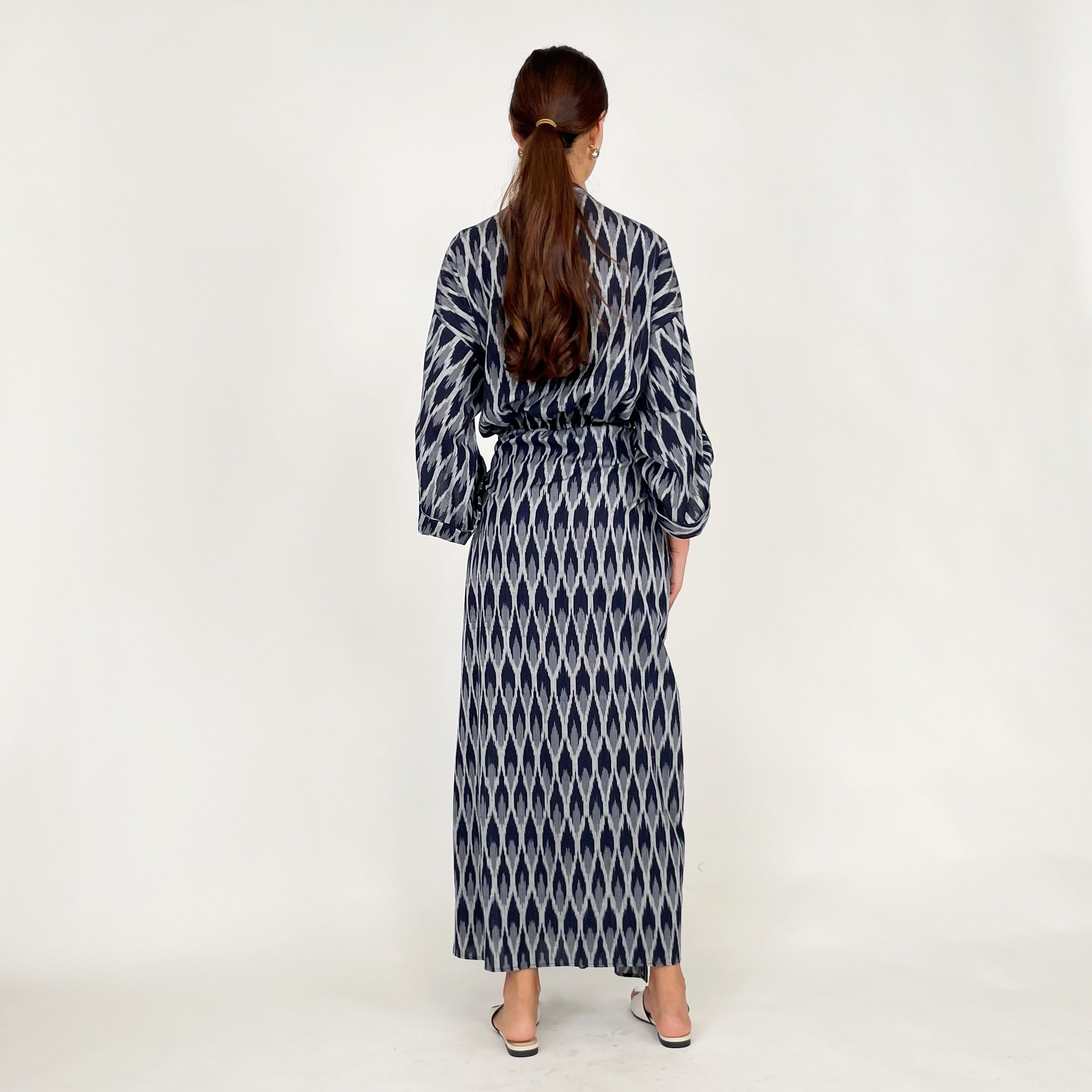 SS24 IKAT LINEN WRAP DRESS