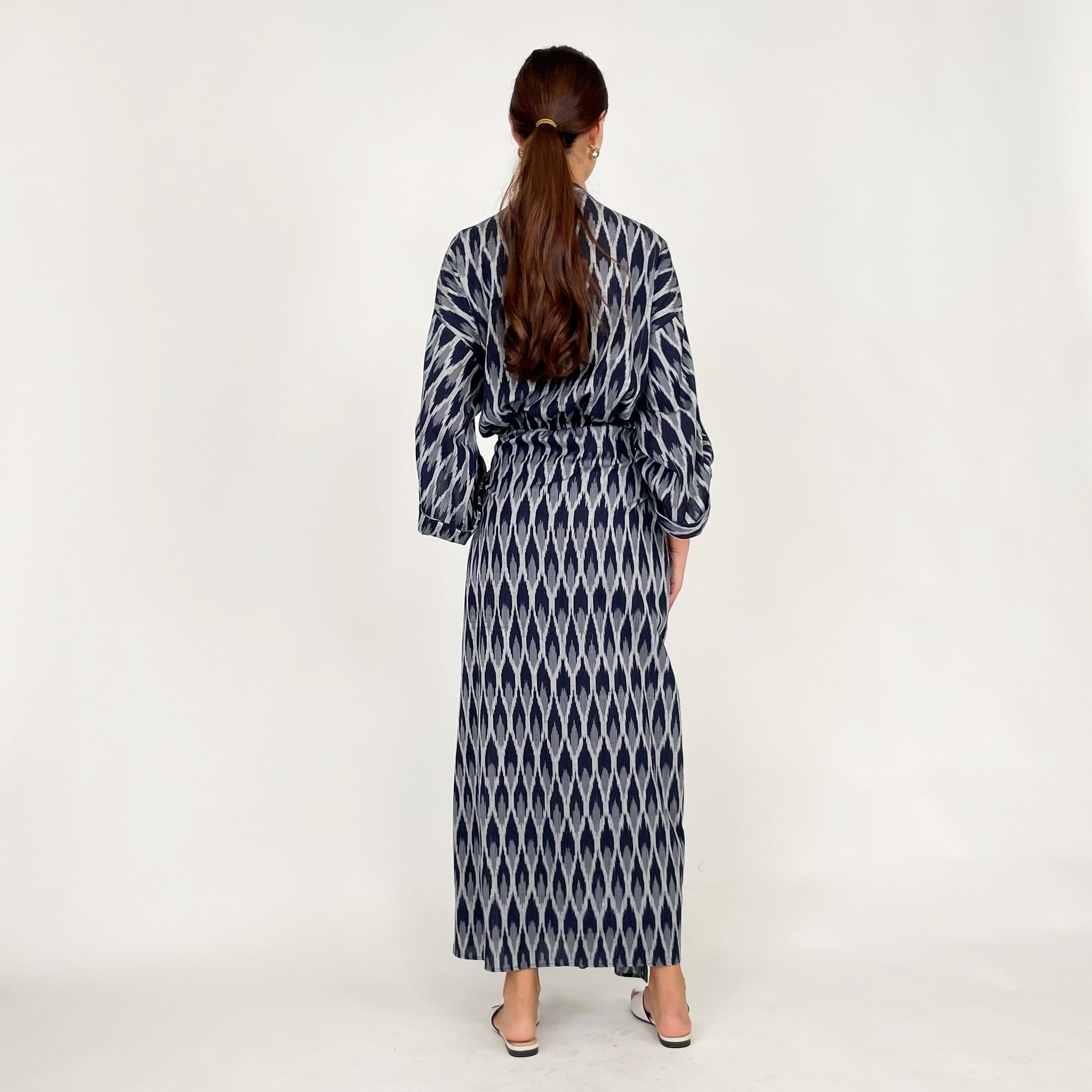 SS24 IKAT LINEN WRAP DRESS