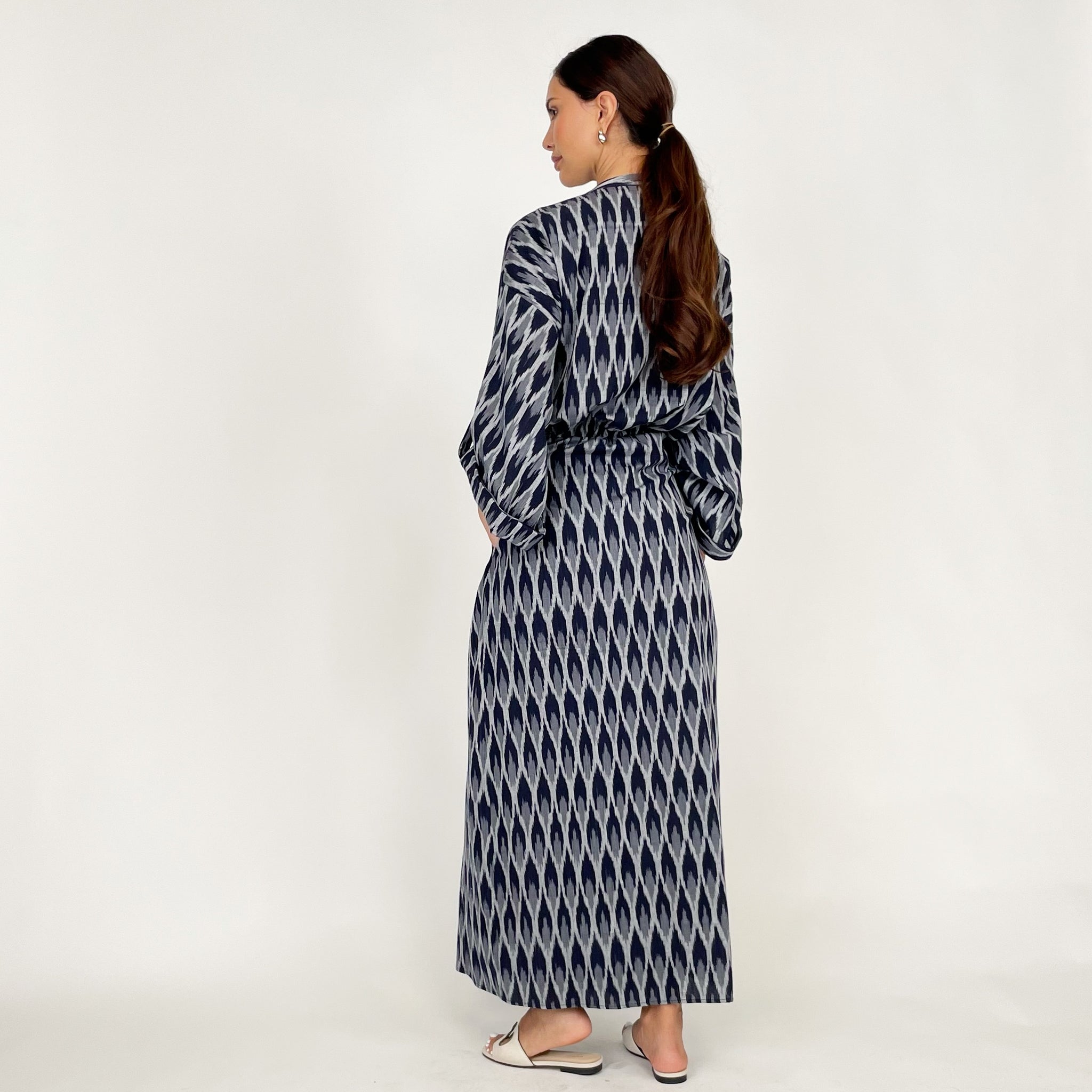 SS24 IKAT LINEN WRAP DRESS