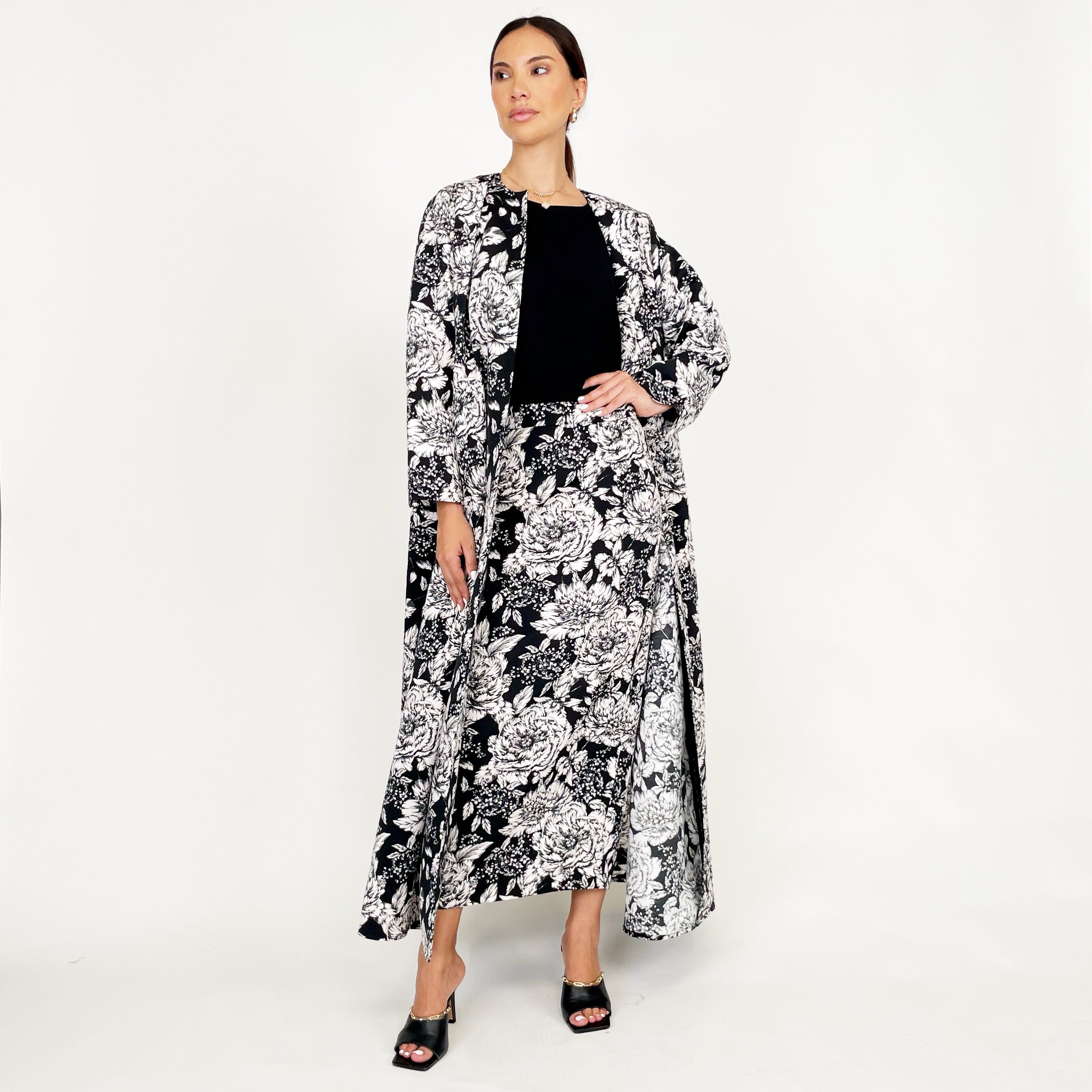 AW24 PRINTED JACKET ABAYA WITH SKIRT