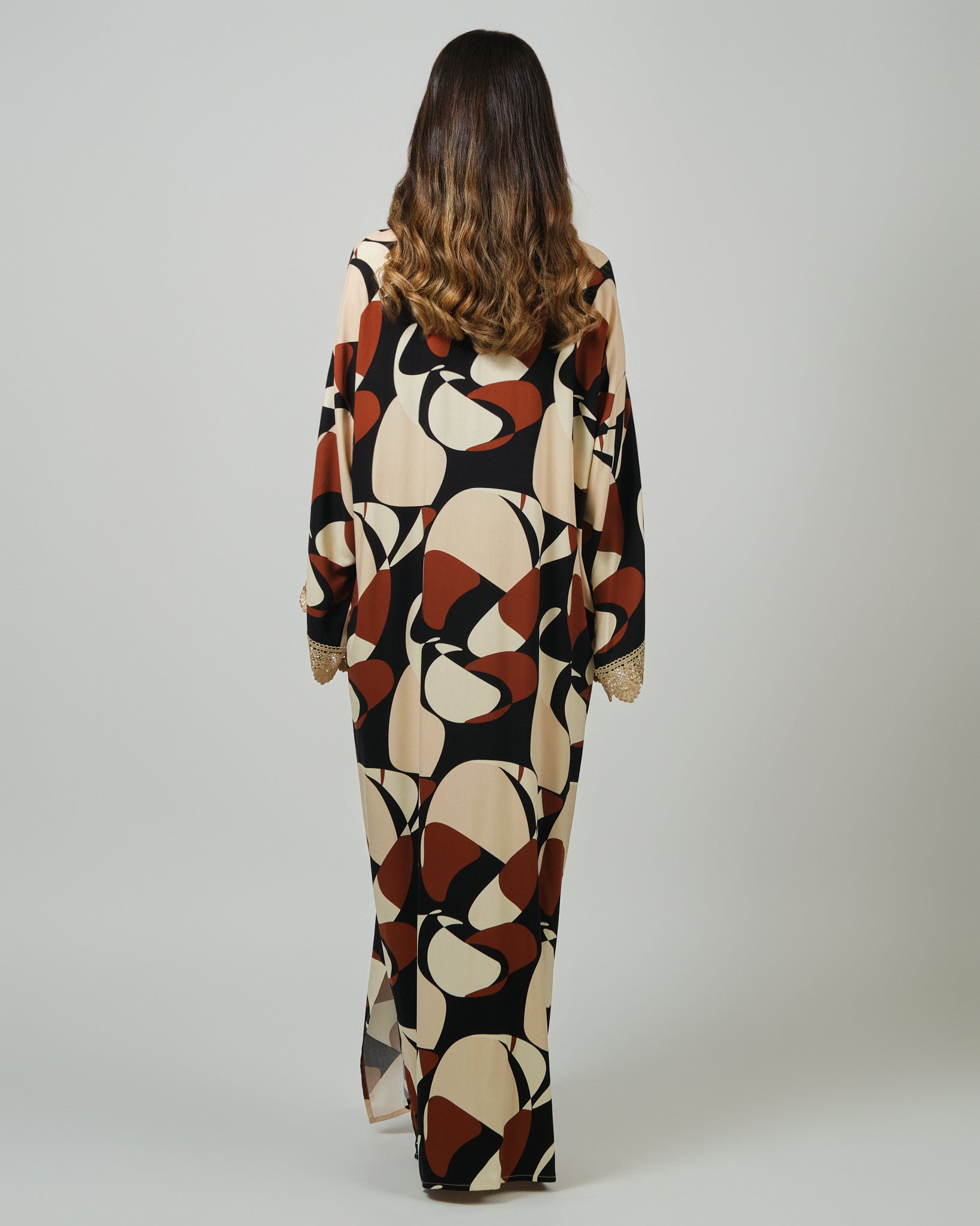 RAM25 HESSA PRINTED JALABIA WITH LACE