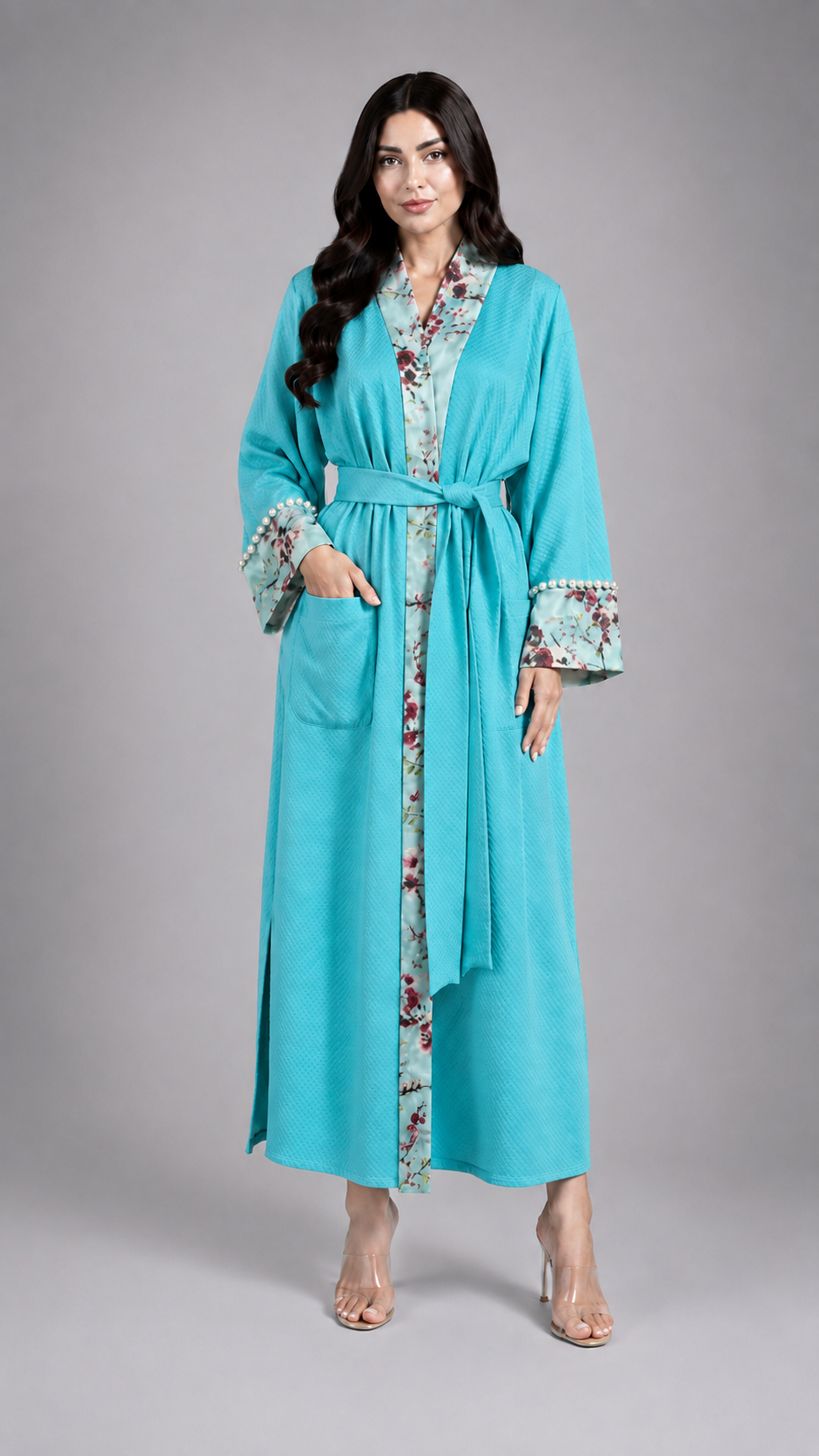 Turquoise floral Elegance Robe