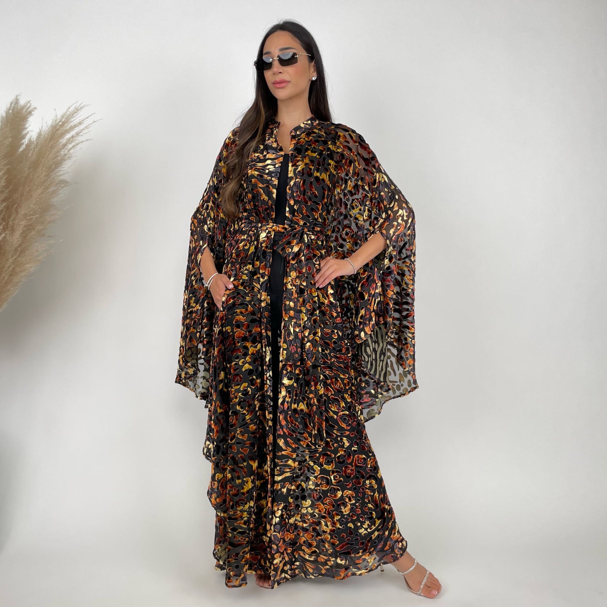 RAM24 HALA DEVORÉ CAPE STYLE ABAYA