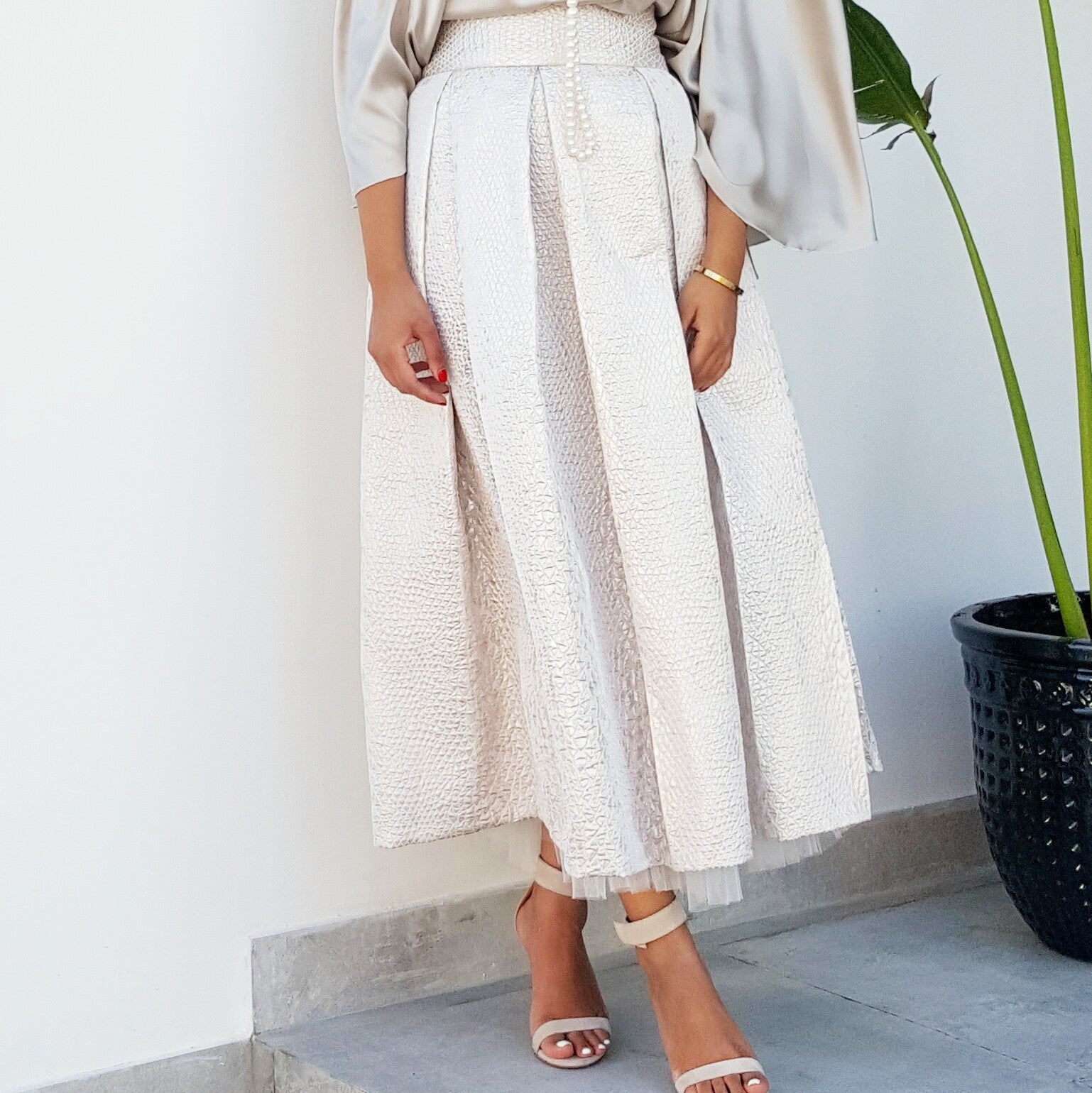 Qabeela SS17 Jacquard & Tulle Skirt