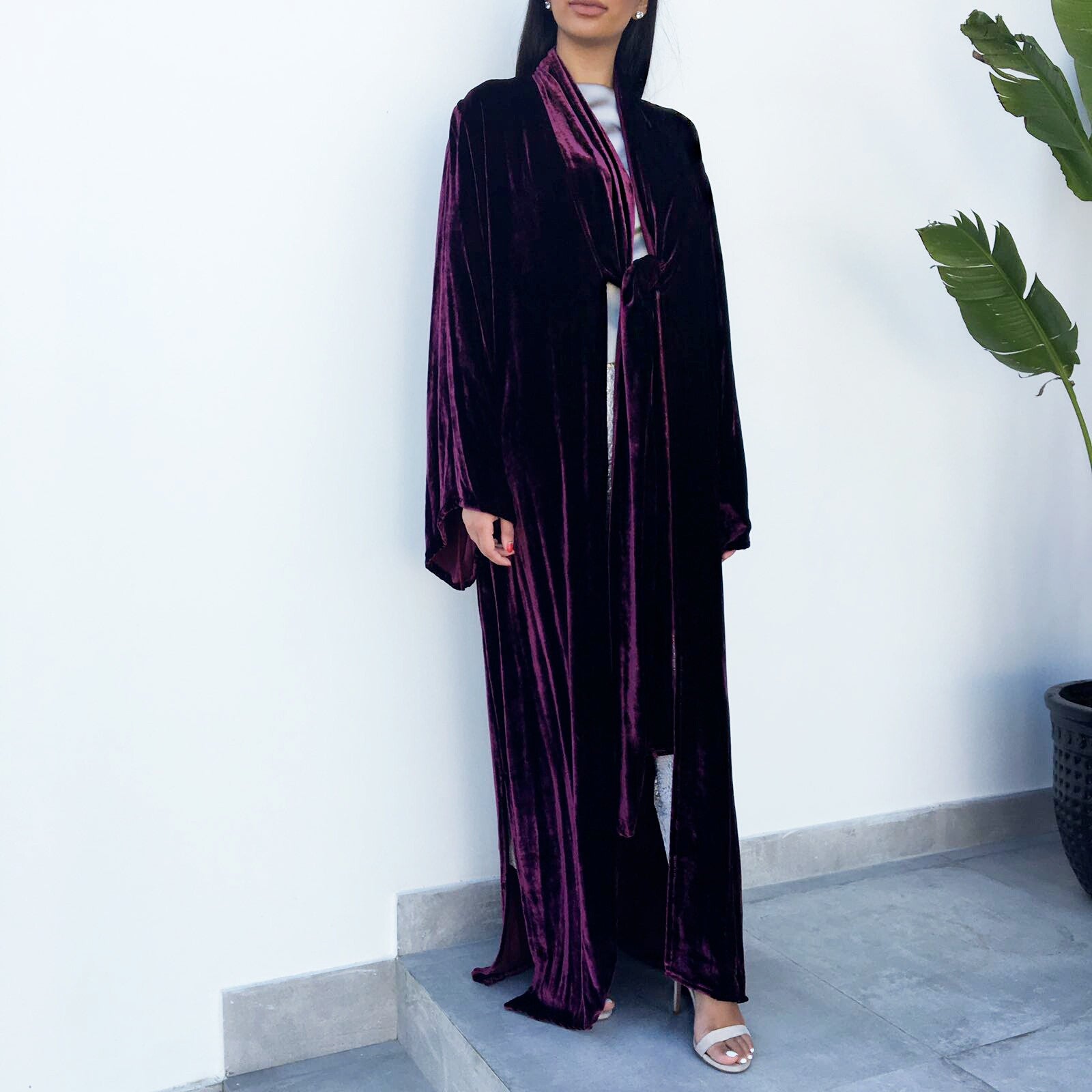 Qabeela SS17 Signature Silk Velvet Knot Abaya