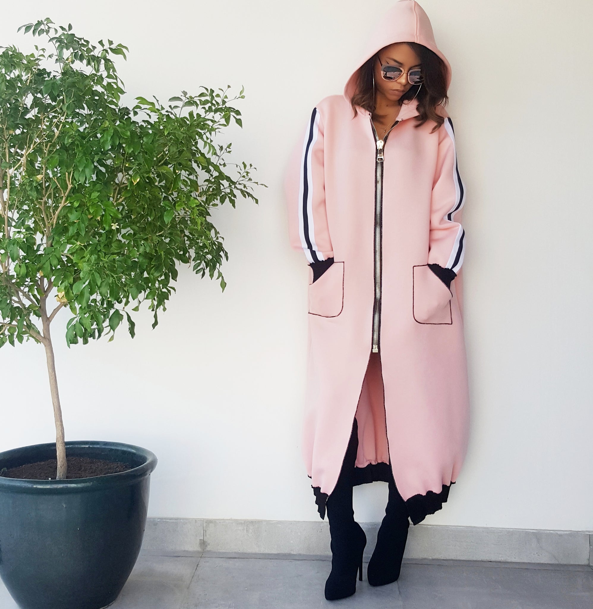 AW17 NYC LONG PINK HOODIE ABAYA