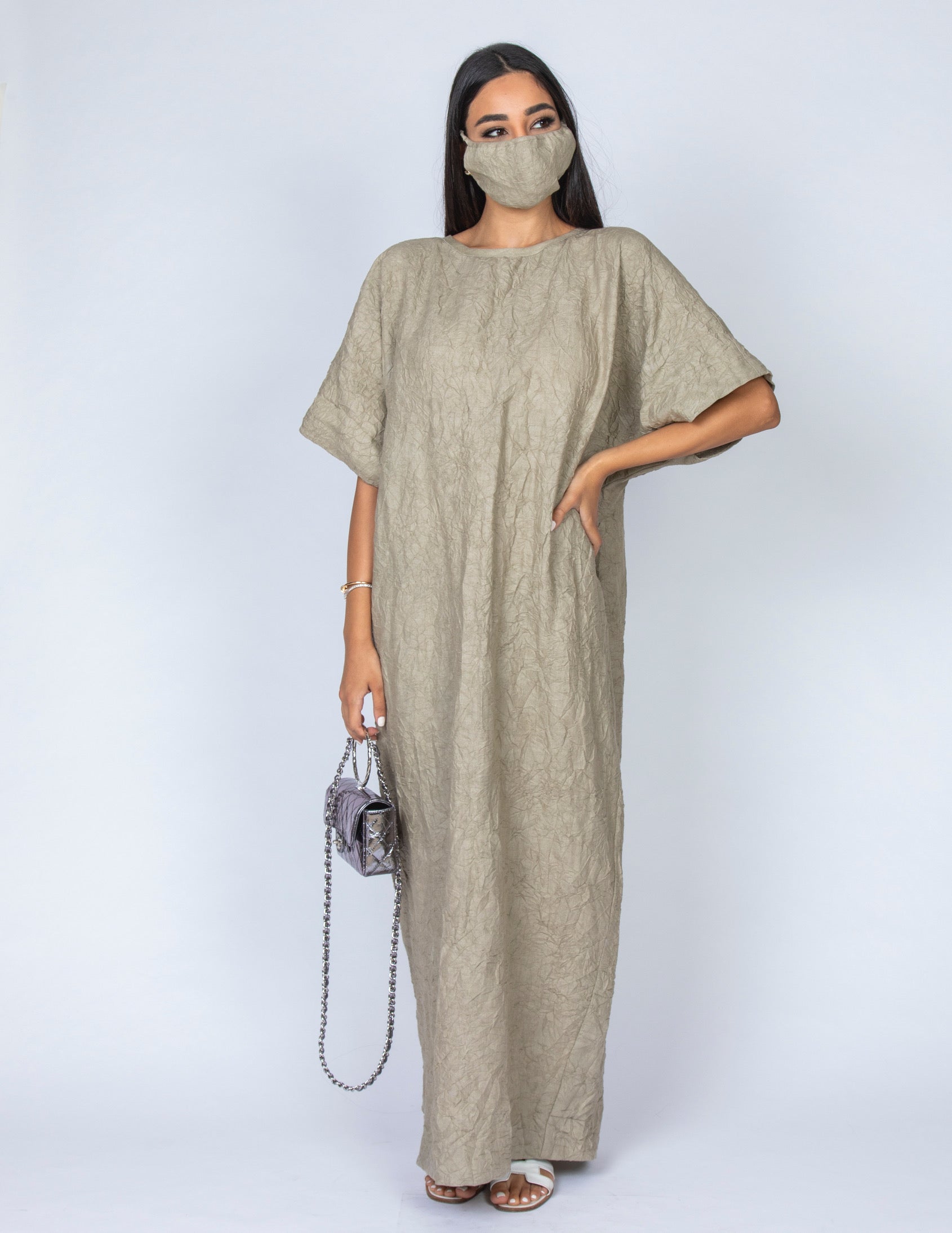 SS20 ORGANIC CRUSHED LINEN T SHIRT DRESS