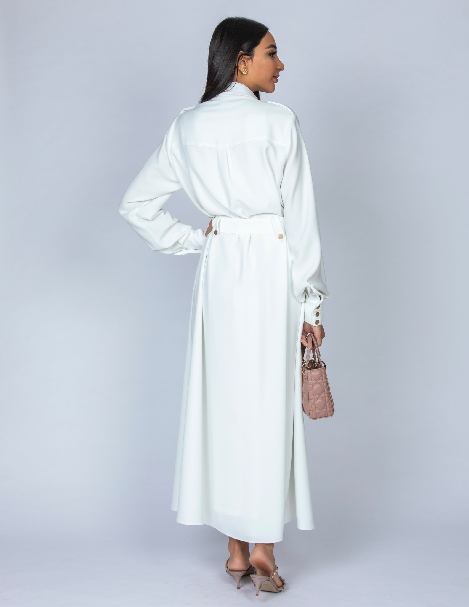 SS20 WHITE UTILITY SAFARI MIDI DRESS