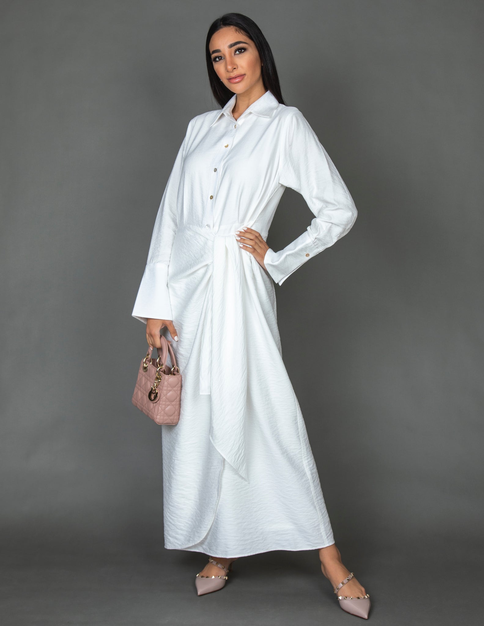 SS20 LINEN SHIRT DRESS WITH WRAP & TIE