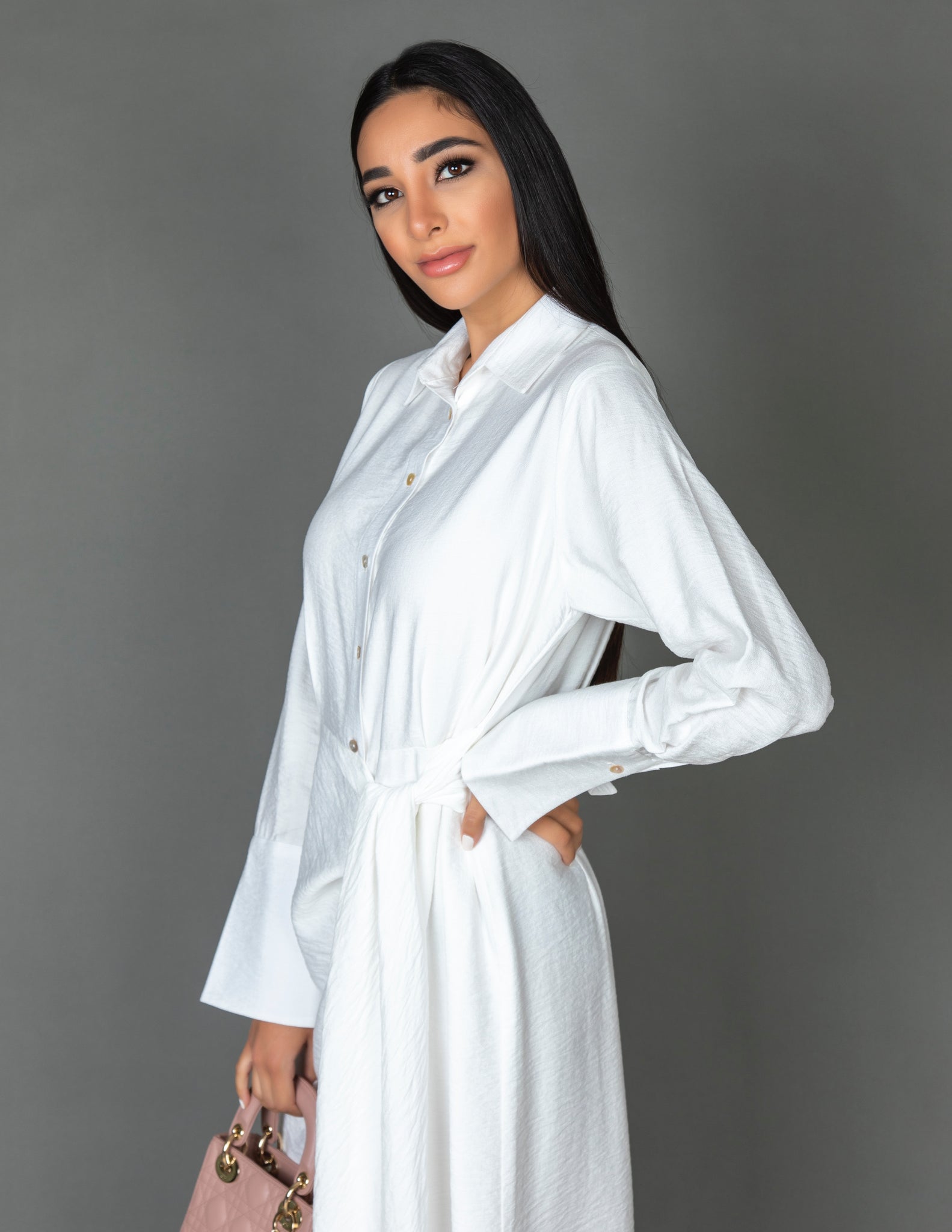 SS20 LINEN SHIRT DRESS WITH WRAP & TIE