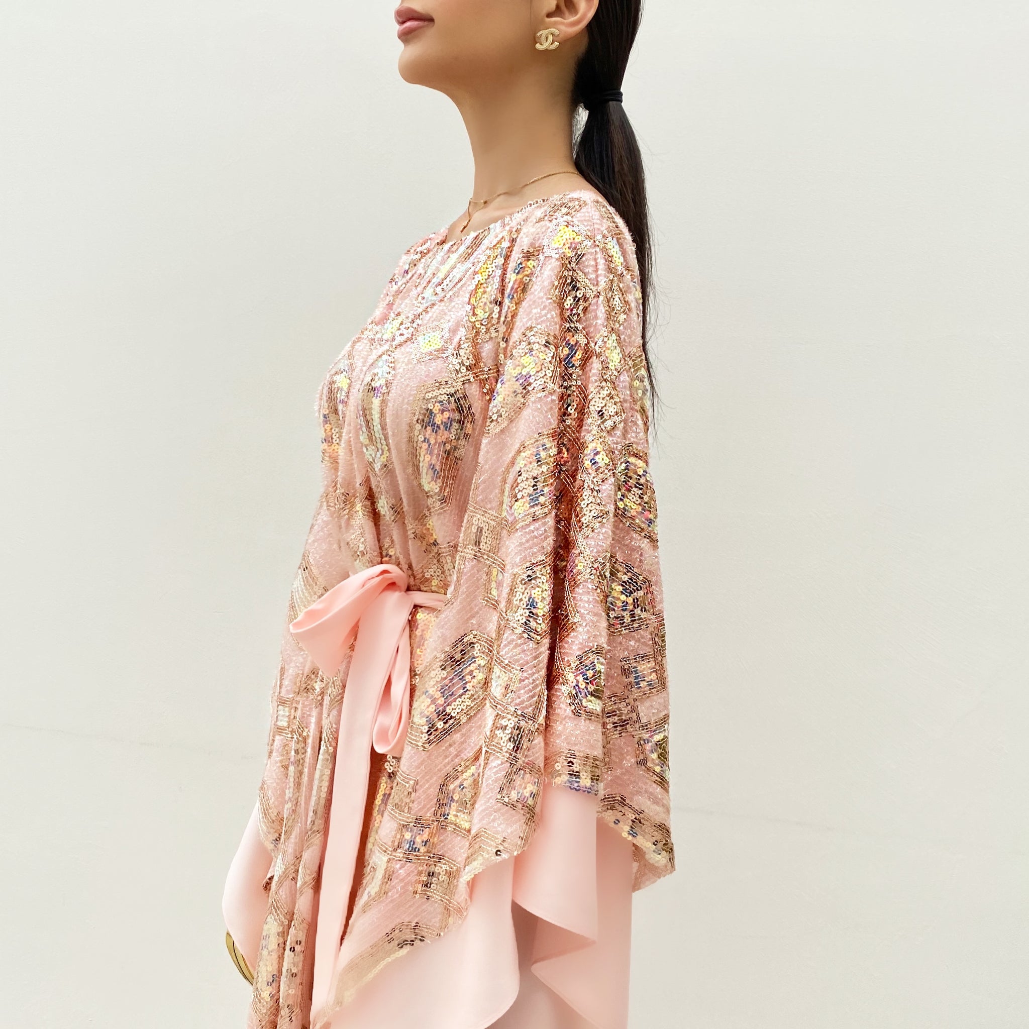 RAM20 PEACH ROSE GOLD SEQUINS KAFTAN