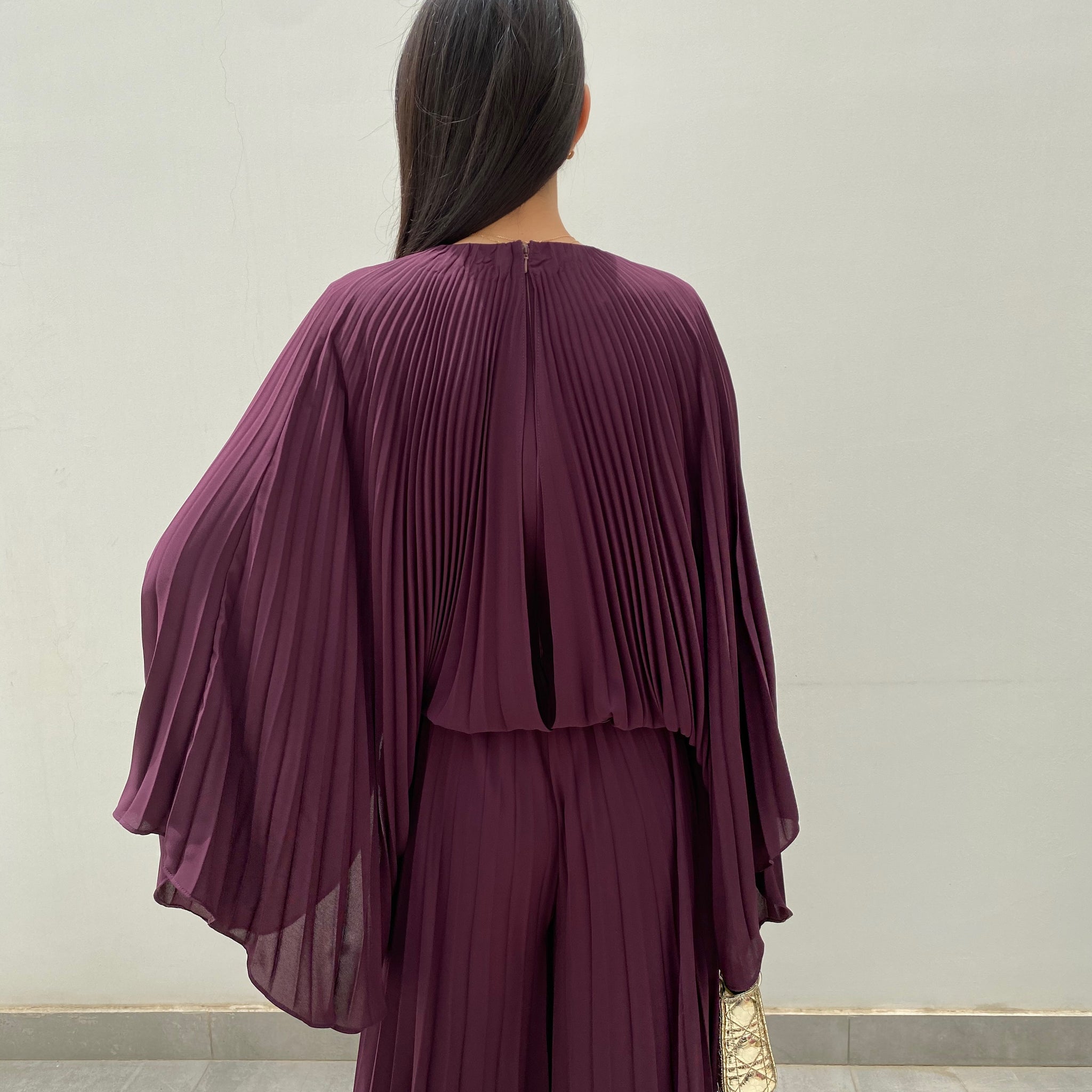 RAM20 AUBERGINE SUNRISE PLEATS JUMPSUIT