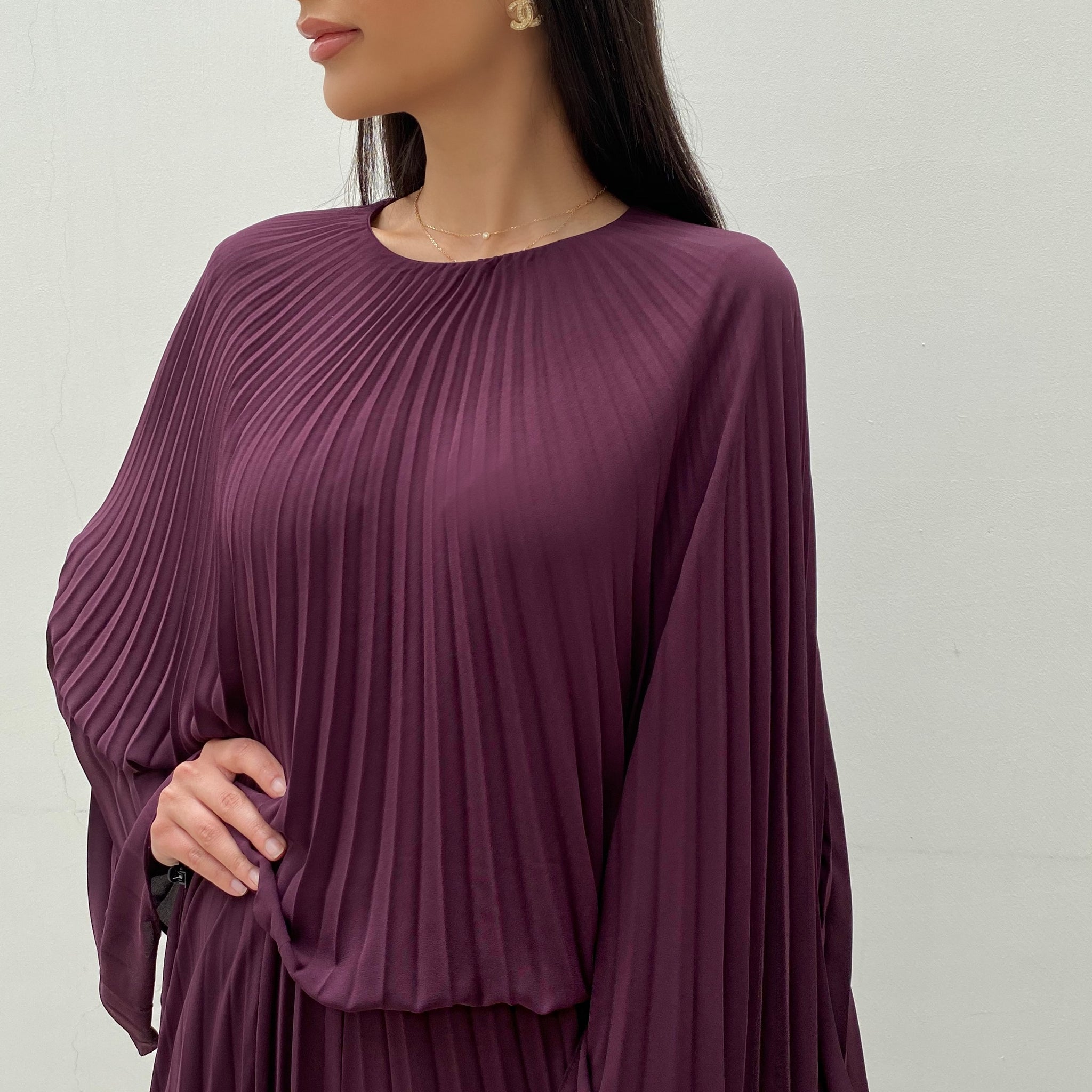 RAM20 AUBERGINE SUNRISE PLEATS JUMPSUIT