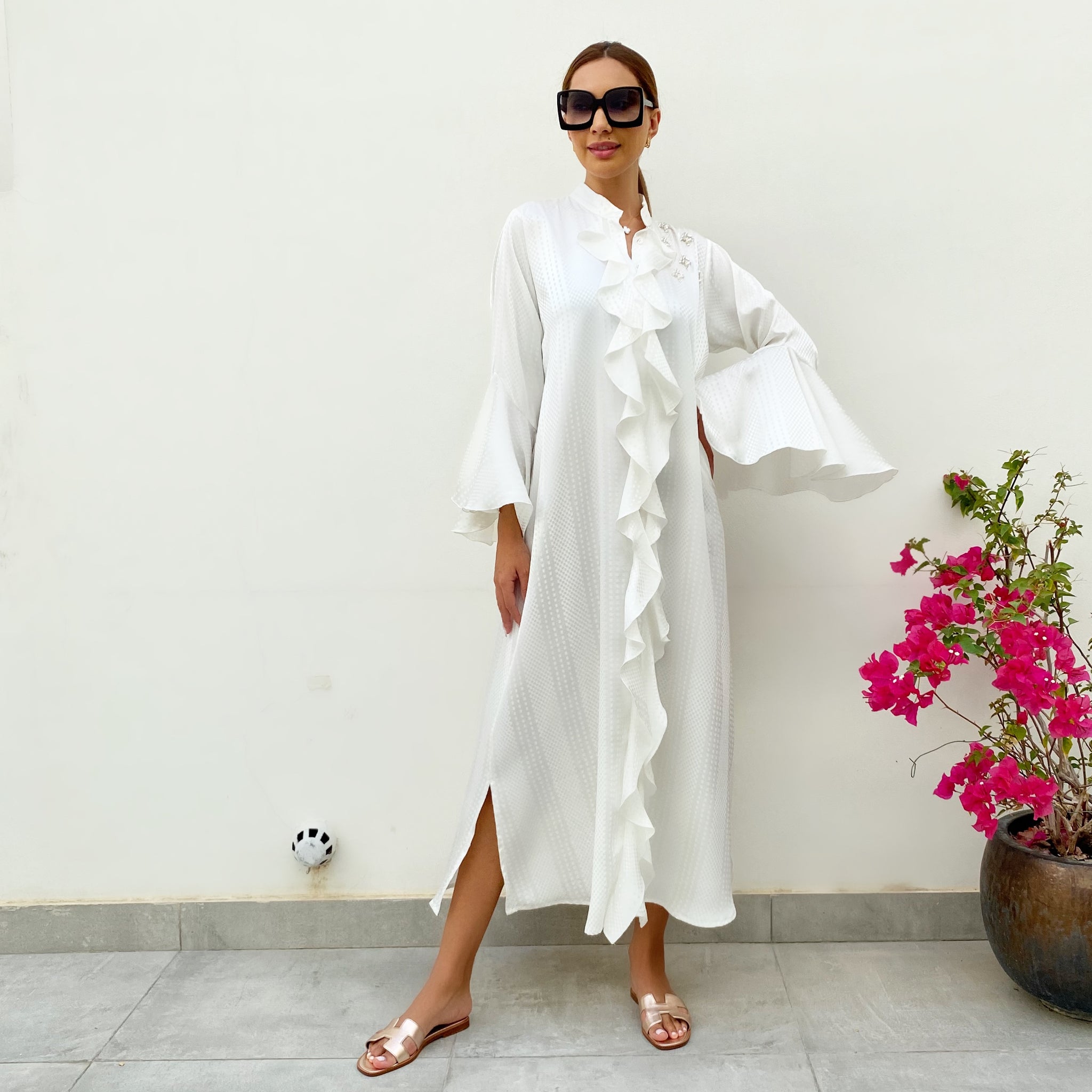 RAM21 OFF WHITE AMAL SUMMER SHIRT DRESS