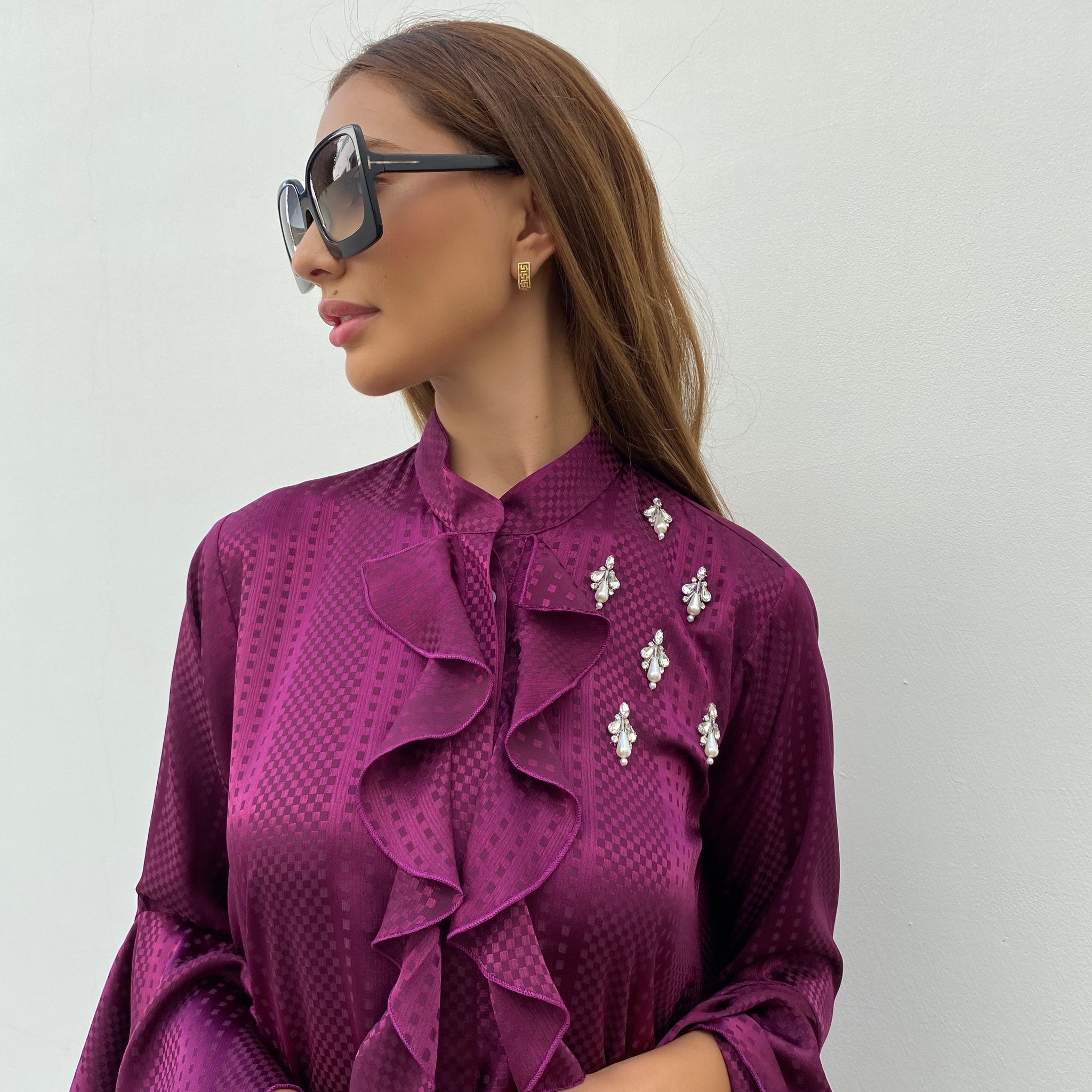 RAM21 BURGUNDY AMAL SUMMER SHIRT DRESS