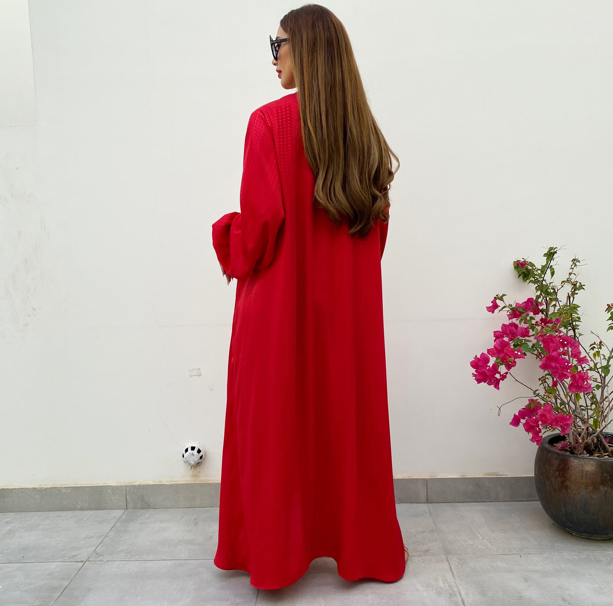 RAM21 LINA RUBY RED KAFTAN BELTED MAXI DRESS