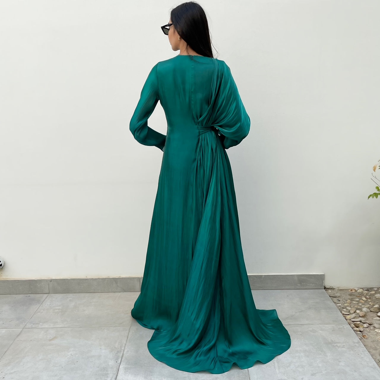 RAM21 SEA GREEN SUNFLOWER DRAPE KAFTAN