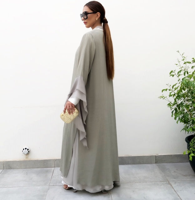 AW19 MONA KHAKI DOUBLE LAYER ABAYA