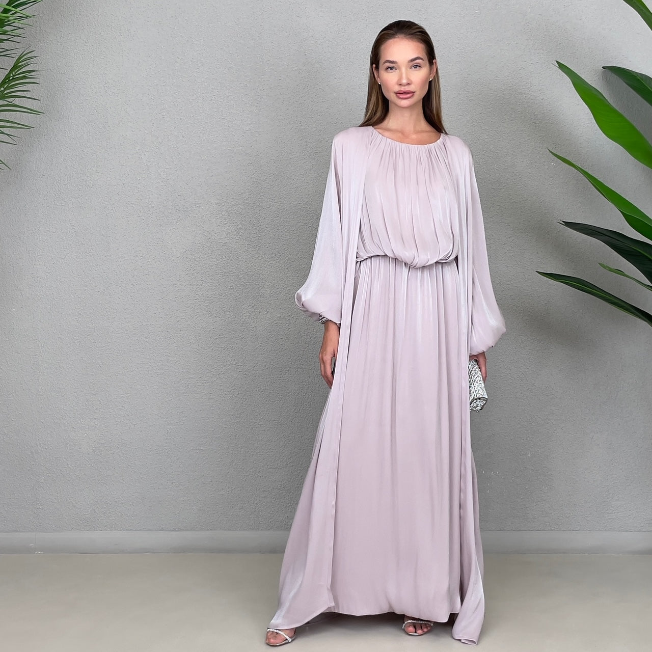 RAM22 LILAC SILK ORGANZA EVENING ABAYA SET