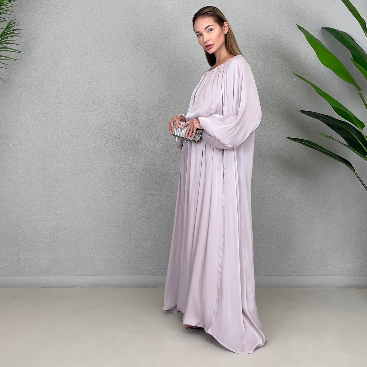 RAM22 LILAC SILK ORGANZA EVENING ABAYA SET